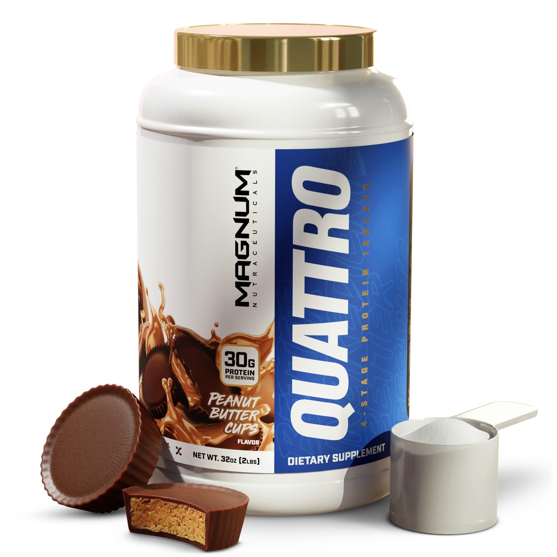 Magnum Nutraceuticals Quattro -, Peanut Butter Cups, 2LB - May Support Muscle Growth QUATTRO uk supplements