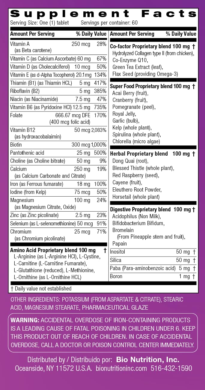 Bio Nutrition Women Wellness Tabs, 60 Count Bio Nutrition uk supplements
