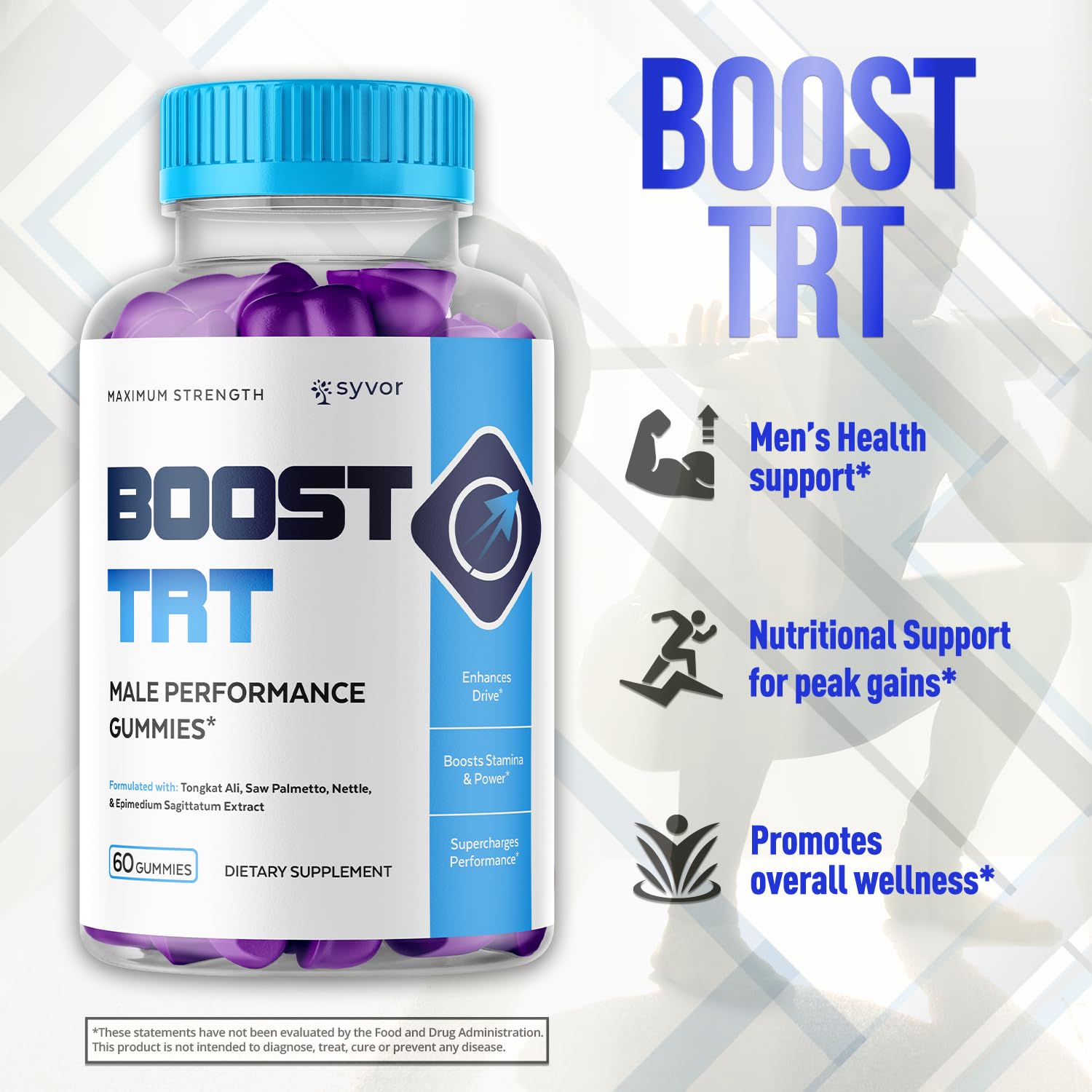 Boost TRT Gummies for Men, Official Boost TRT Male Performance Gummys with Natural Ingredients, Advanced BoostTRT Men's Gummy Supplement with Maximum Strength Premium Vitamins (60 Gummies) Syvor uk supplements