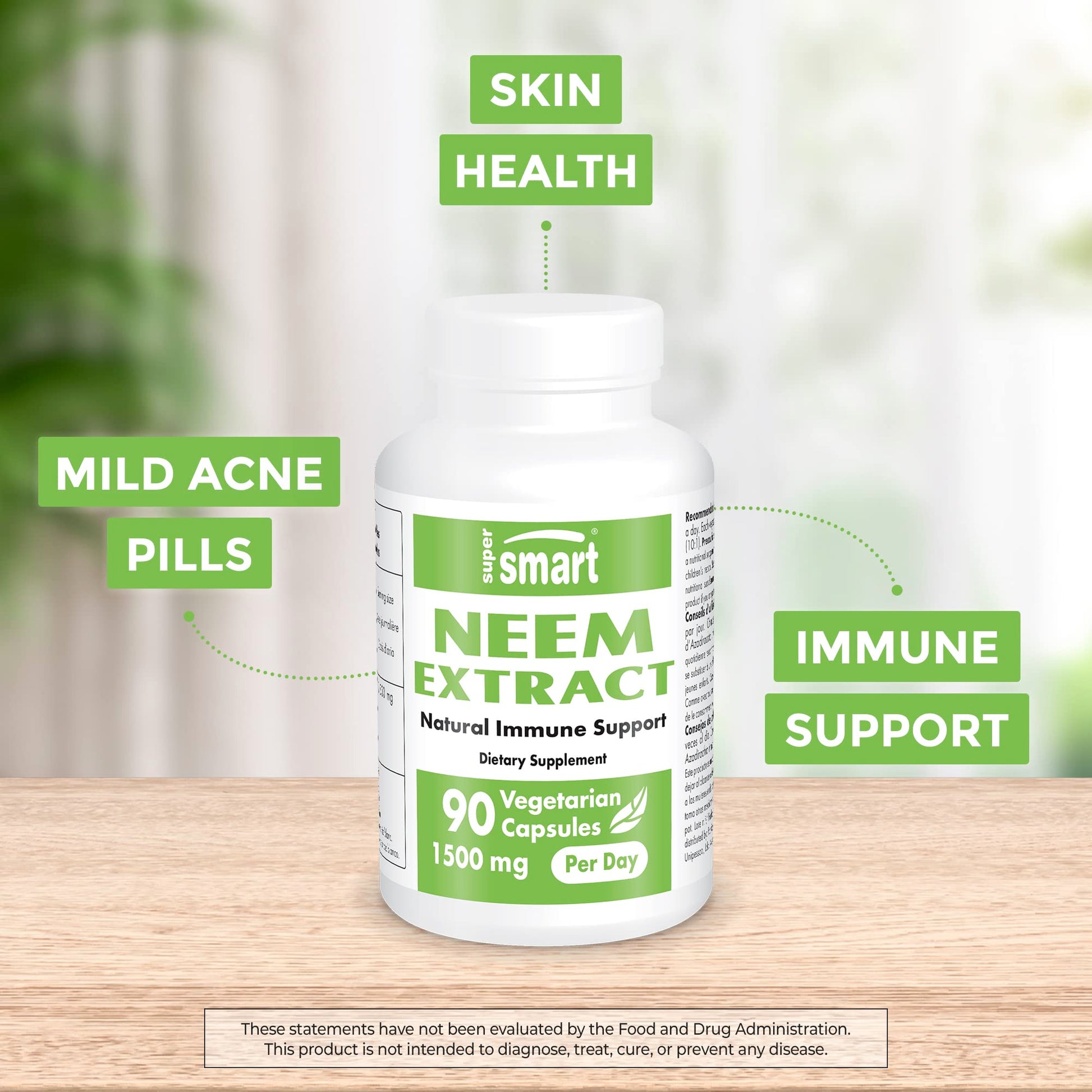 Supersmart - Neem Supplement 1500 mg per Day (Azadirachta Indica Leaf Oil Extract) Supersmart uk supplements