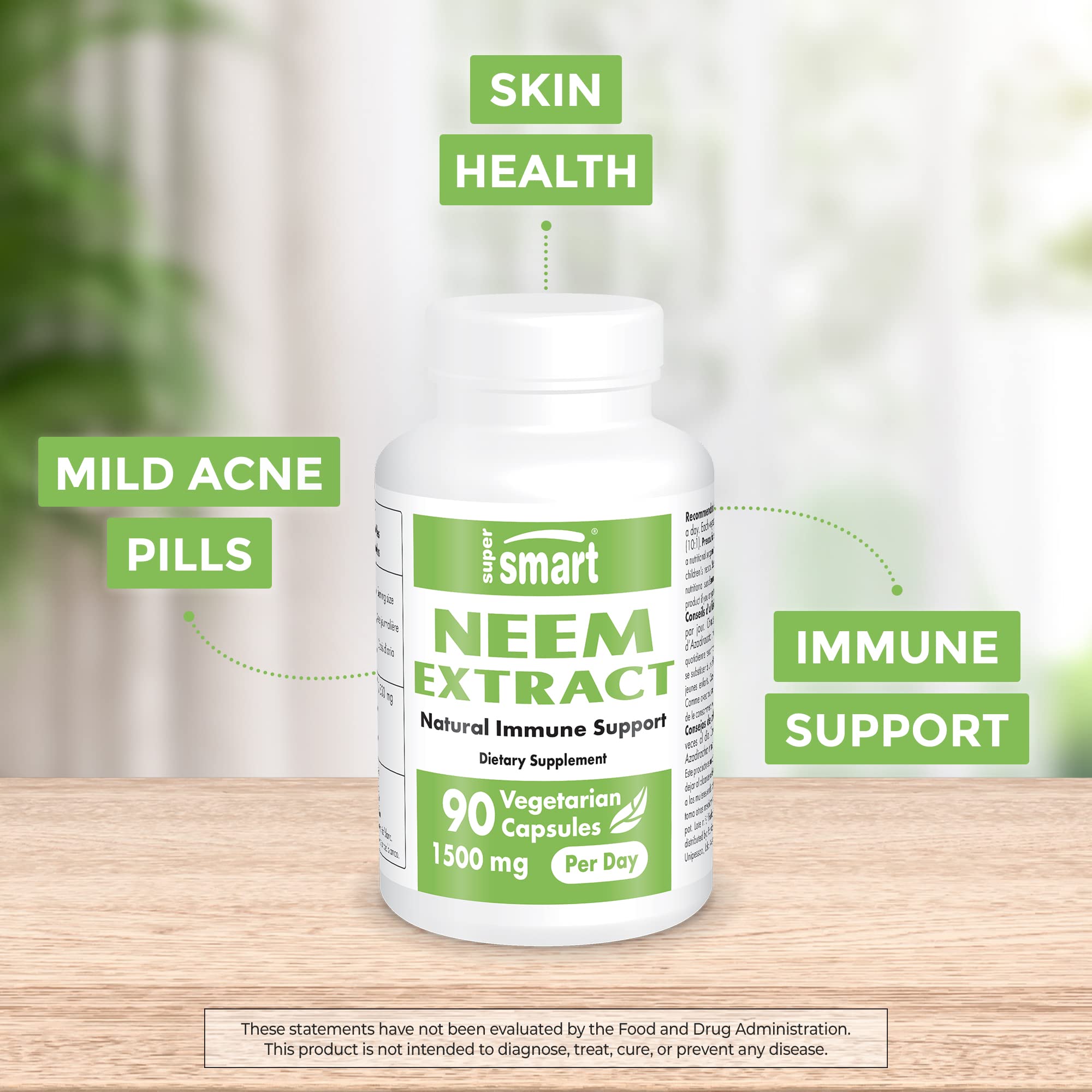 Supersmart - Neem Supplement 1500 mg per Day (Azadirachta Indica Leaf Oil Extract) Supersmart uk supplements