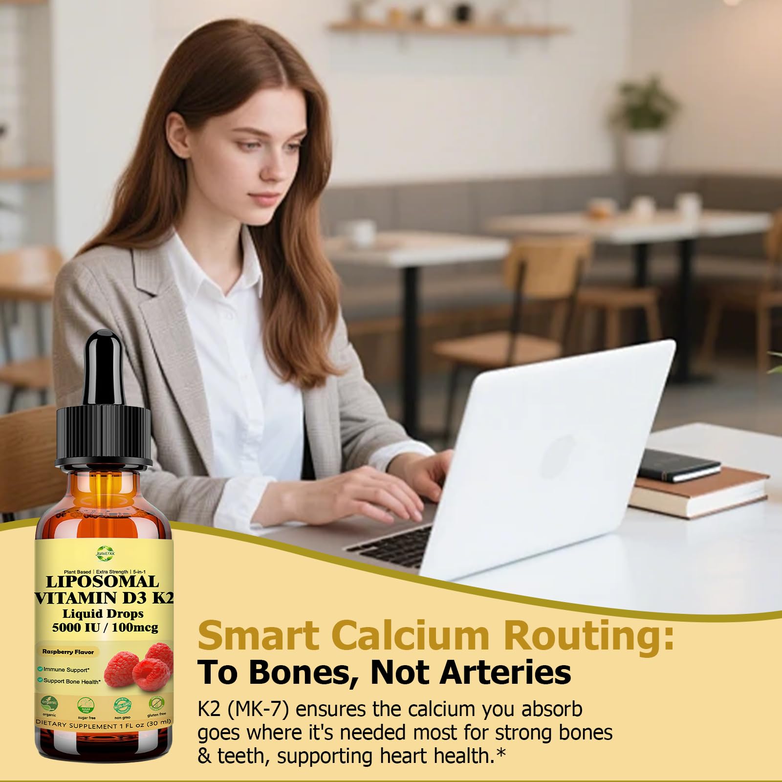 Liquid Vitamin D3 K2 Drops with Calcium Magnesium Omega3, High Potency 5-in-1 D3 K2 Vitamin 5000 IU Supplement for Bone Health, Heart Teeth & Immue, Ultra High Absorption Liposomal D3K2 Plant-Based JUIWEFKK uk supplements