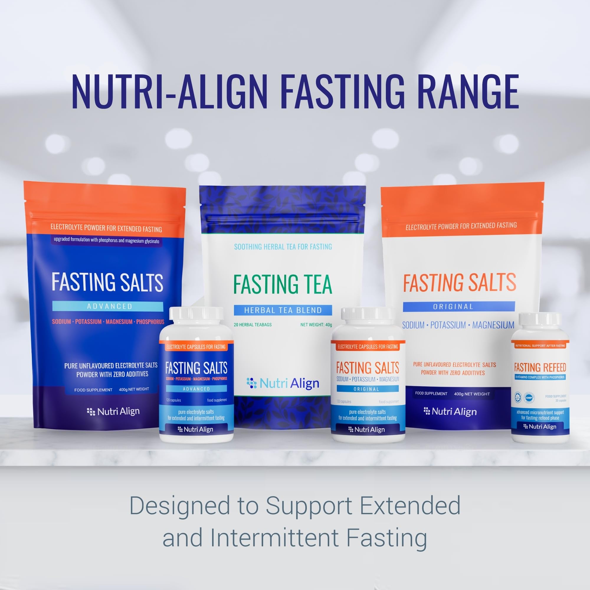 Nutri-Align Fasting Salts Electrolytes Advanced, 120 Capsules | Sodium Potassium Magnesium Phosphorus | Pure Fasting Electrolytes | Sugar Free & Filler Free Nutri-Align uk supplements