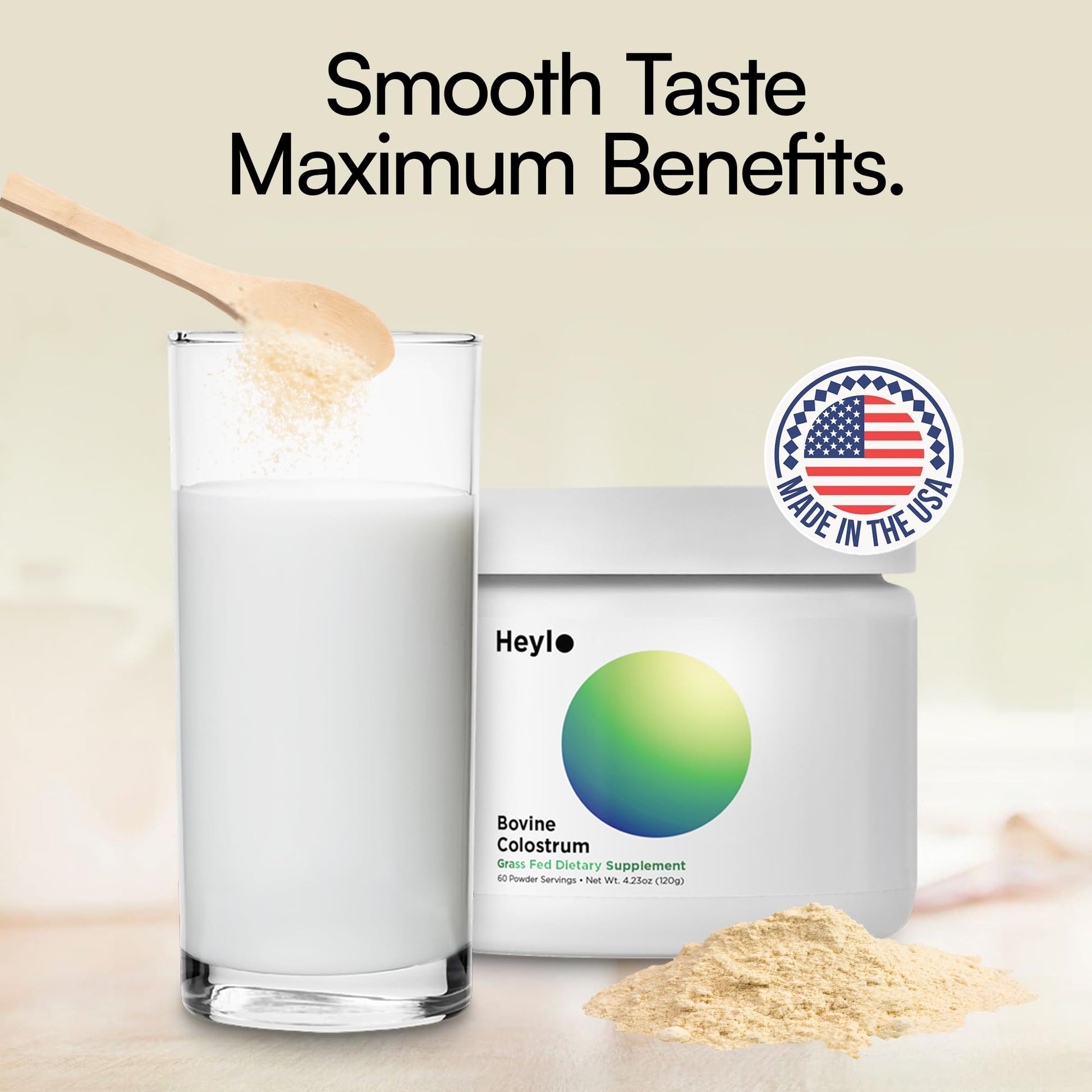 Heylo Premium Colostrum Powder – 100% Pure, Grass-Fed Bovine 40% IgG Supplement, Natural Gut Health Bloating Immunity Skin & Hair, Muscle Recovery, Rich in Immunoglobulins, 60 Servings Heylo Health uk supplements