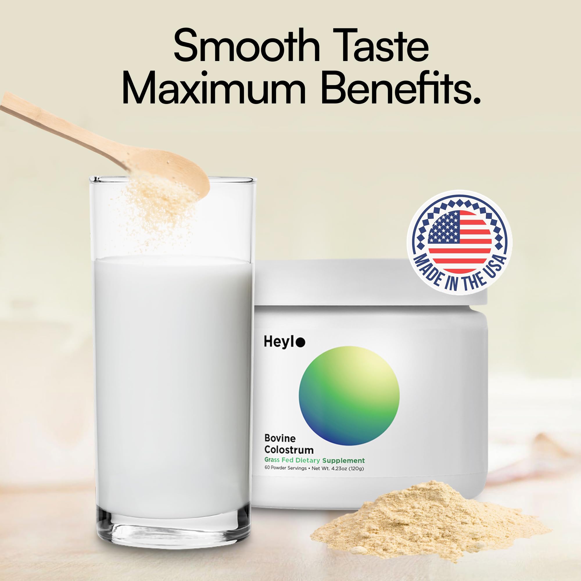 Heylo Premium Colostrum Powder – 100% Pure, Grass-Fed Bovine 40% IgG Supplement, Natural Gut Health Bloating Immunity Skin & Hair, Muscle Recovery, Rich in Immunoglobulins, 60 Servings Heylo Health uk supplements
