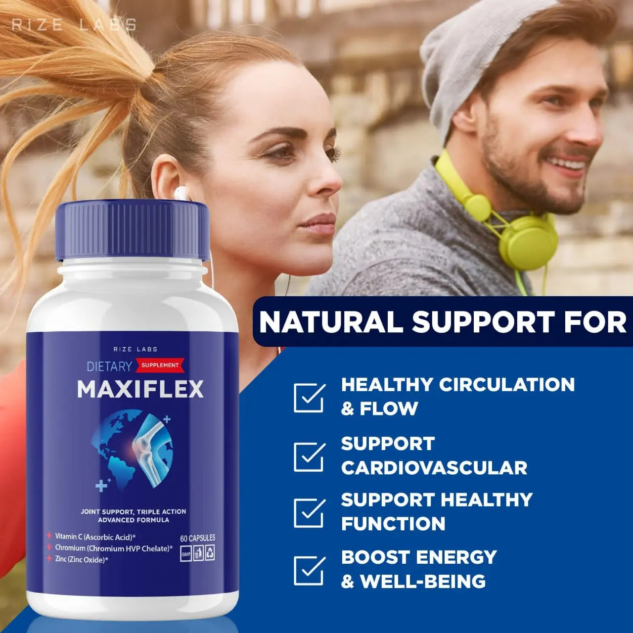 rize labs - Maxi Flex All Natural Suppplement, Capsules for Joint Support, Pills for Mobility and Flexibility, Advanced Formula Supplement, Triple Action (300 Capsules) rize labs uk supplements
