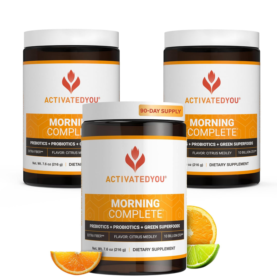 ACTIVATEDYOU Morning Complete Daily Wellness Greens Superfood Drink Mix for Gut Health w/Prebiotics, Probiotics, Antioxidants, Green Superfoods, 10 Billion CFUs (3 Pack, Citrus Medley) ACTIVATEDYOU uk supplements