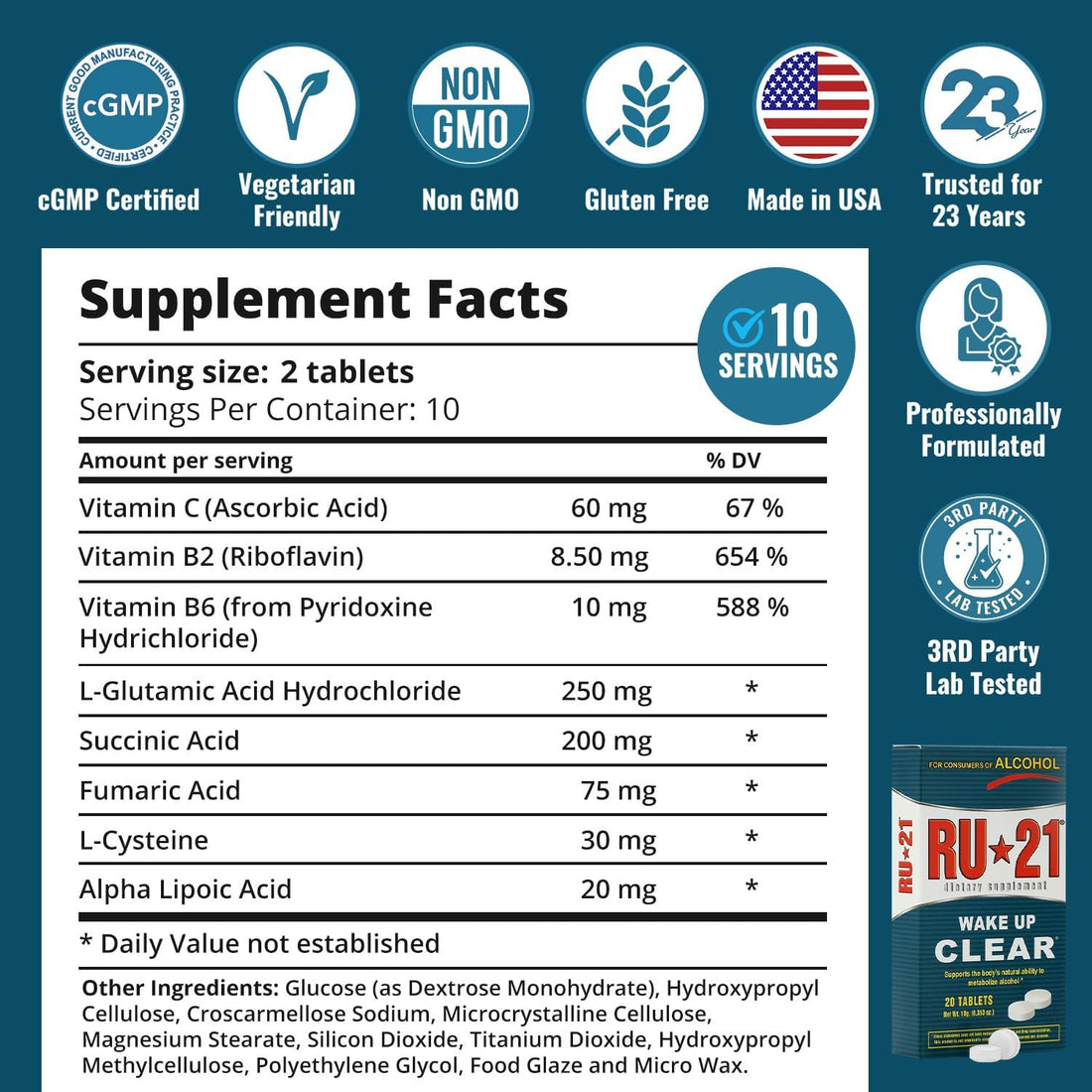 RU-21 The Supplement for When You Want to Drink & Go to Work The Next Morning | Feel Better After Celebrating & Support Your Liver | Trusted for 23+ Years | Made in USA (20 Pills, 10 Servings) RU-21 uk supplements