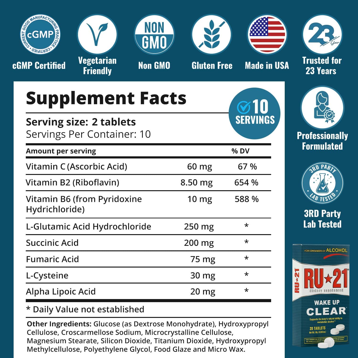 RU-21 The Supplement for When You Want to Drink & Go to Work The Next Morning | Feel Better After Celebrating & Support Your Liver | Trusted for 23+ Years | Made in USA (20 Pills, 10 Servings) RU-21 uk supplements