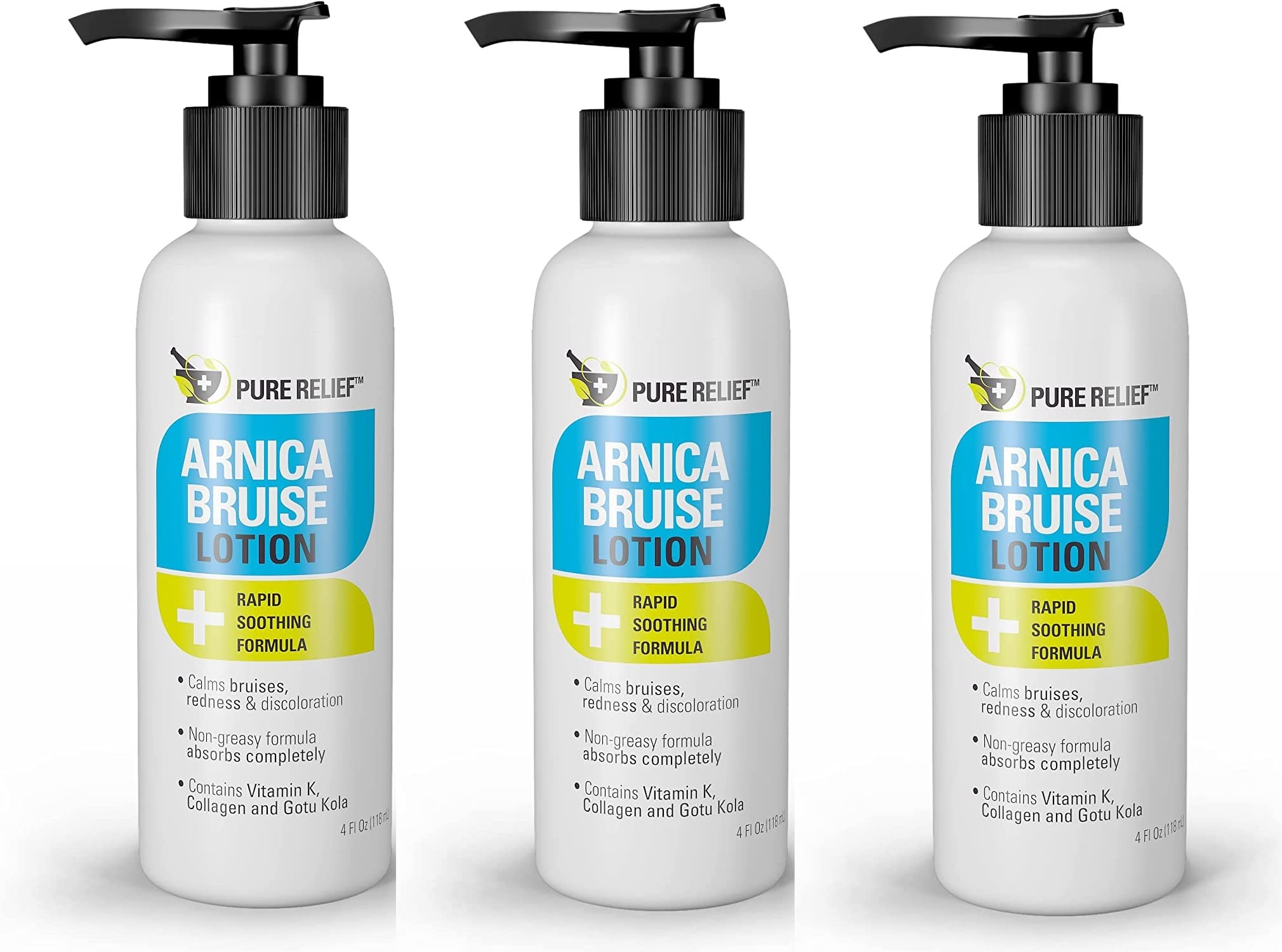 Pure Relief Arnica Bruise Relief Lotion for Bruising, Swelling, & Discoloration On Skin, Natural Skin Care Arnica Bruise Homeopathic Topical Bruise Cream W/Aloe Vera & Collagen, 4 Fl Oz (Pack of 3) Pure Relief uk supplements