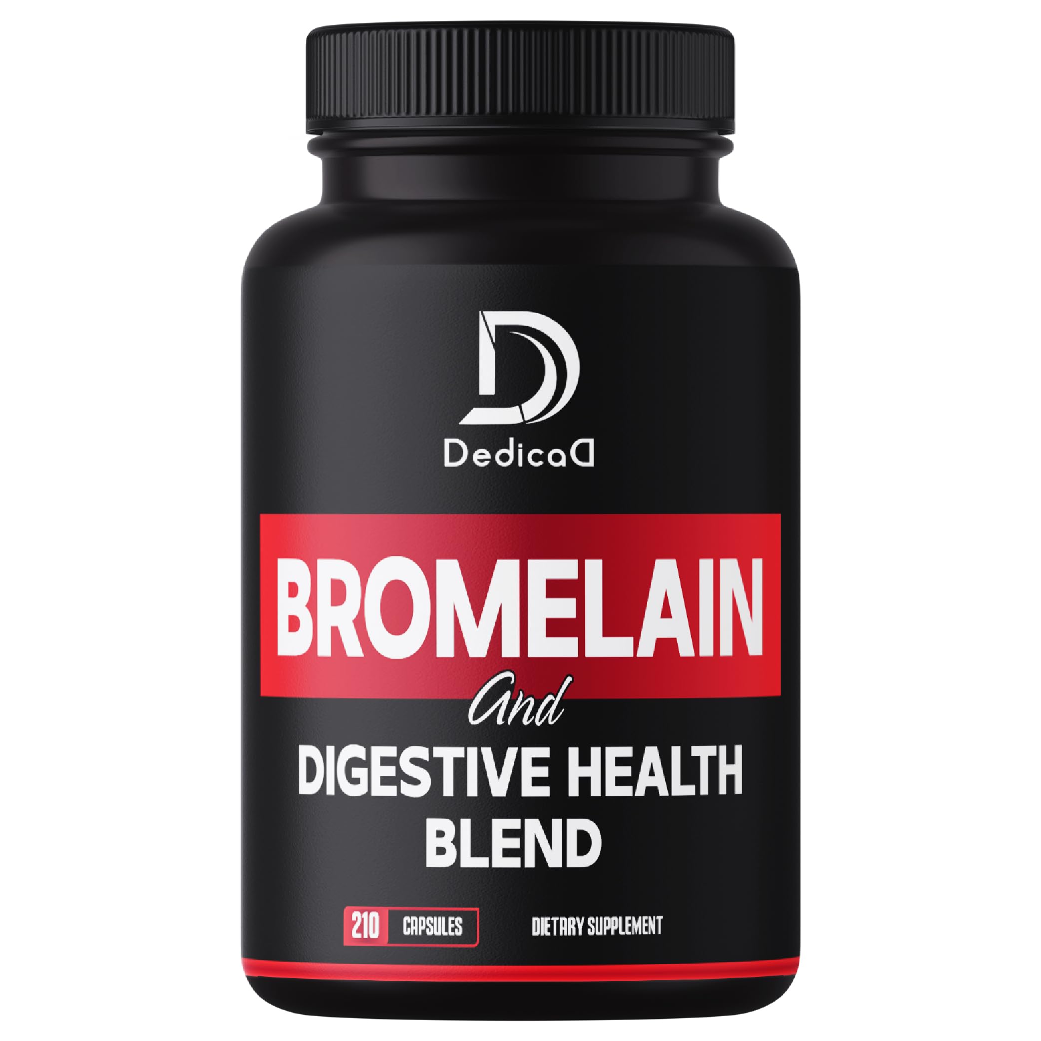 DEDICAD 6in1 Bromelain 500mg Supplement - 1000mg per Serving - 210 Capsules with Digestive Health Blend as Quercetin, Ginger, Turmeric, Papaya - Support Overall Health, Digestion & Immune System DEDICAD uk supplements
