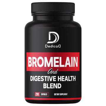 DEDICAD 6in1 Bromelain 500mg Supplement - 1000mg per Serving - 210 Capsules with Digestive Health Blend as Quercetin, Ginger, Turmeric, Papaya - Support Overall Health, Digestion & Immune System DEDICAD uk supplements