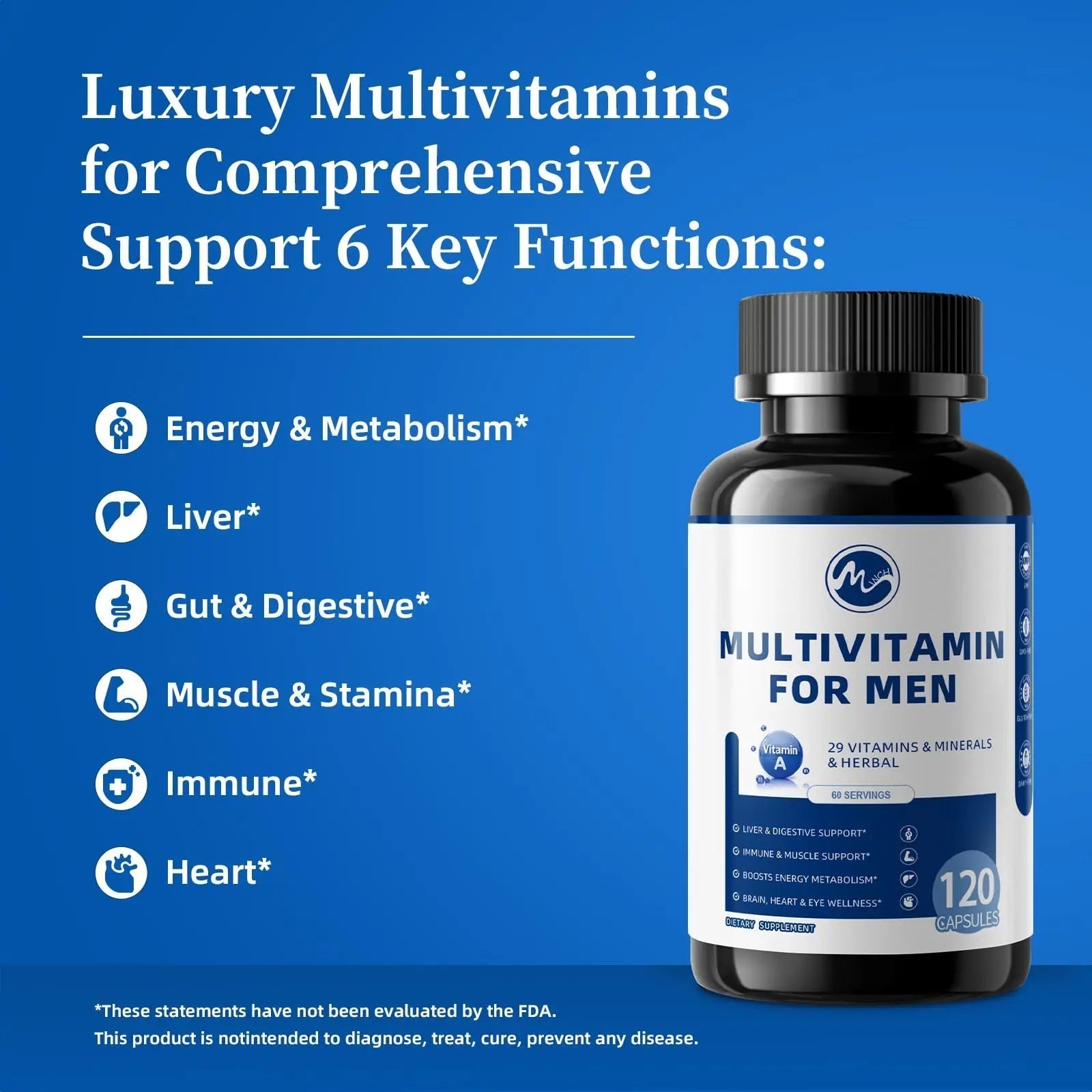 Multivitamin for Men - Methylated Multivitamin Supports Energy & Metabolism, Liver & Digestive*, Daily Men's Vitamins M inch uk supplements