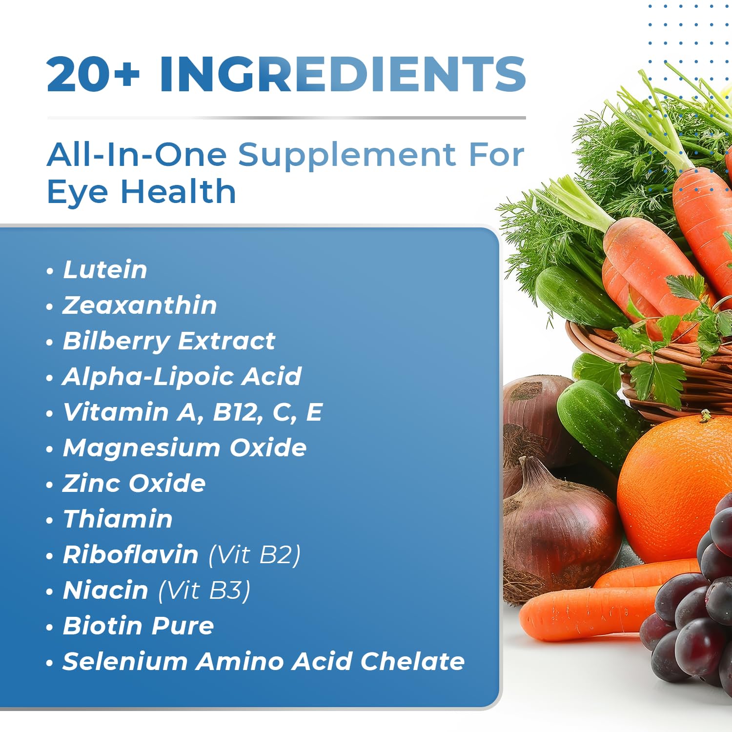 SIGHT EASY - Eye Vitamins & Mineral Supplements with Lutein & Zeaxanthin, Vitamin C, Vitamin E, Zinc and Bilberry for Healthy Vision and Eye Function Support - 60 Capsules, 1 Month Supply Nature’s NutriWave uk supplements