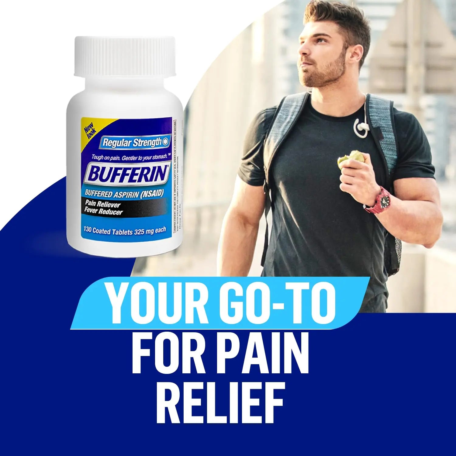 Bufferin Aspirin 325mg, Pain Reliever & Fever Reducer, with 3 Buffering Agents Relieves 7 Types of Pain: Headaches, Back Ache, Arthritis, Muscle Aches & More, for Adults, 130 Coated Tablets, 2-Pack Bufferin uk supplements