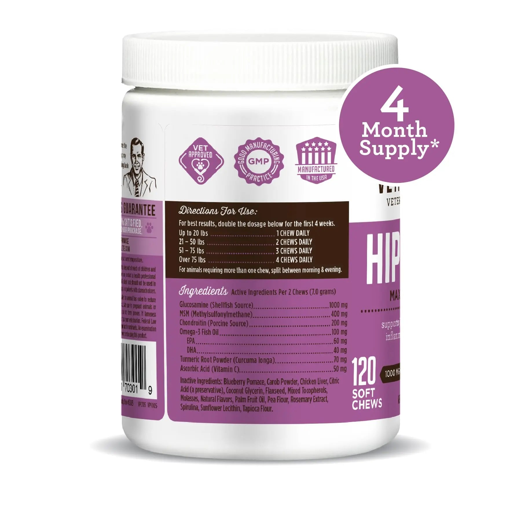 Dr. Joseph's VetPro Complete Dog Hip & Joint Supplement for Arthritis Pain Relief – High-Strength Glucosamine & Chondroitin Chews for Senior Dogs – Vet Formulated Daily Treats, Chicken Flavor, 120 Ct VetPro Complete uk supplements