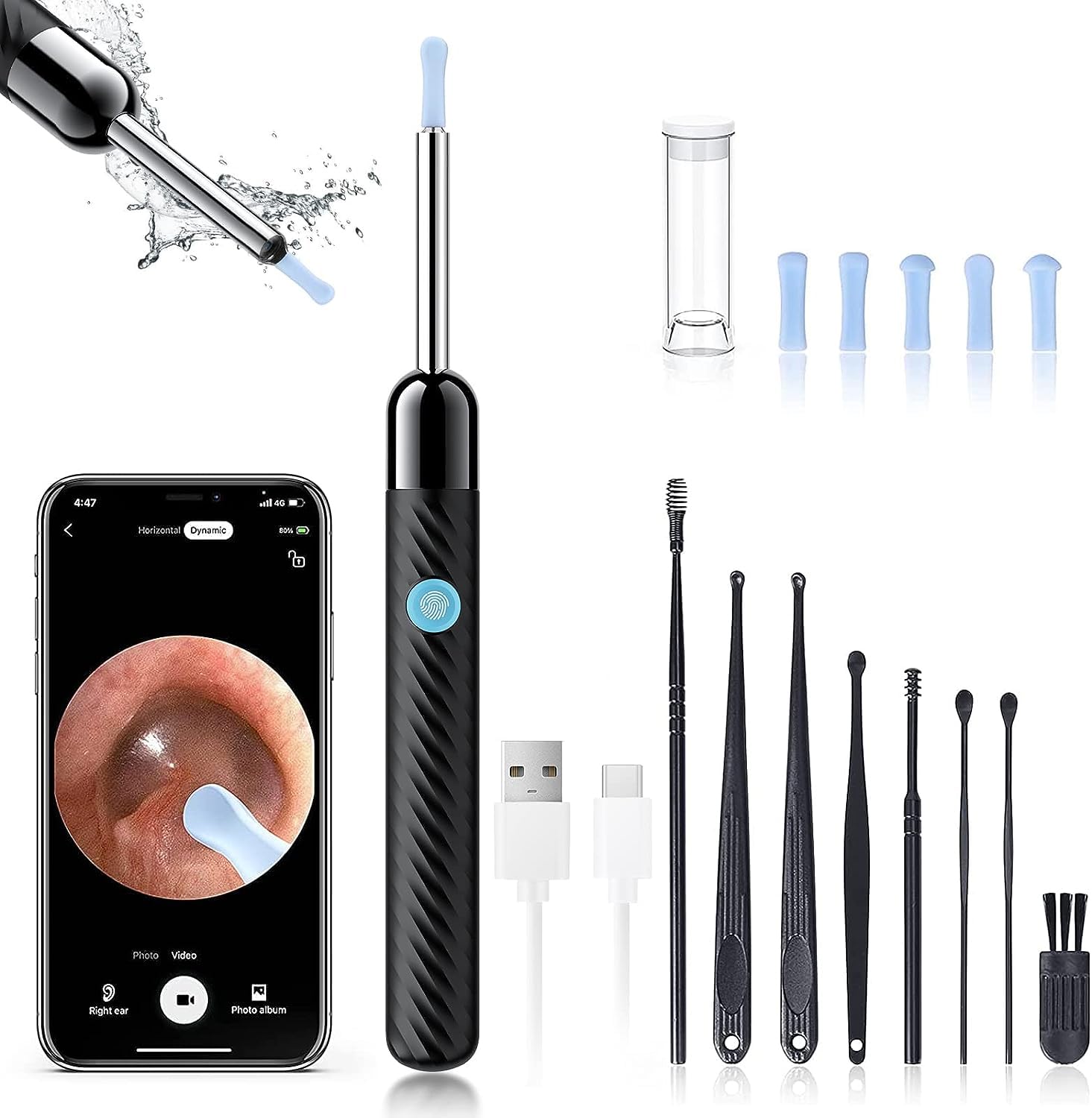 Ear Wax Removal - Earwax Remover Tool with 8 Pcs Ear Set - (Grey) LEIPUT uk supplements