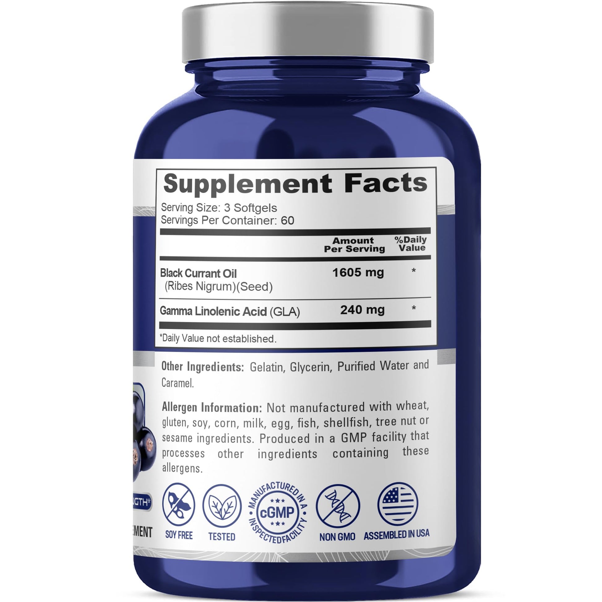 NusaPure Black Currant Seed Oil 1605 mg Gamma Linoleic Acid (GLA) 15% 180 Softgels (Non-GMO, Soyfree) NusaPure uk supplements