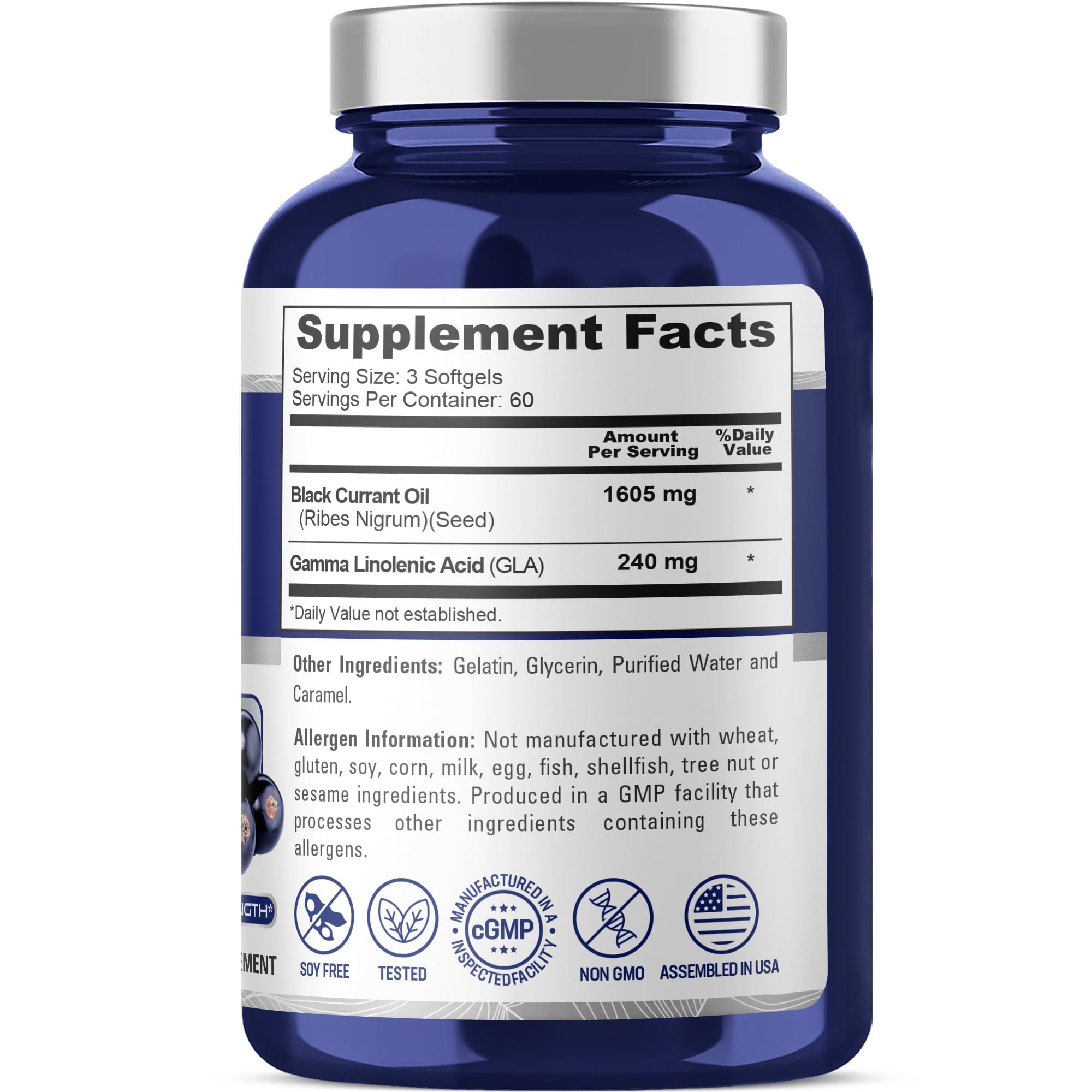 NusaPure Black Currant Seed Oil 1605 mg Gamma Linoleic Acid (GLA) 15% 180 Softgels (Non-GMO, Soyfree) NusaPure uk supplements