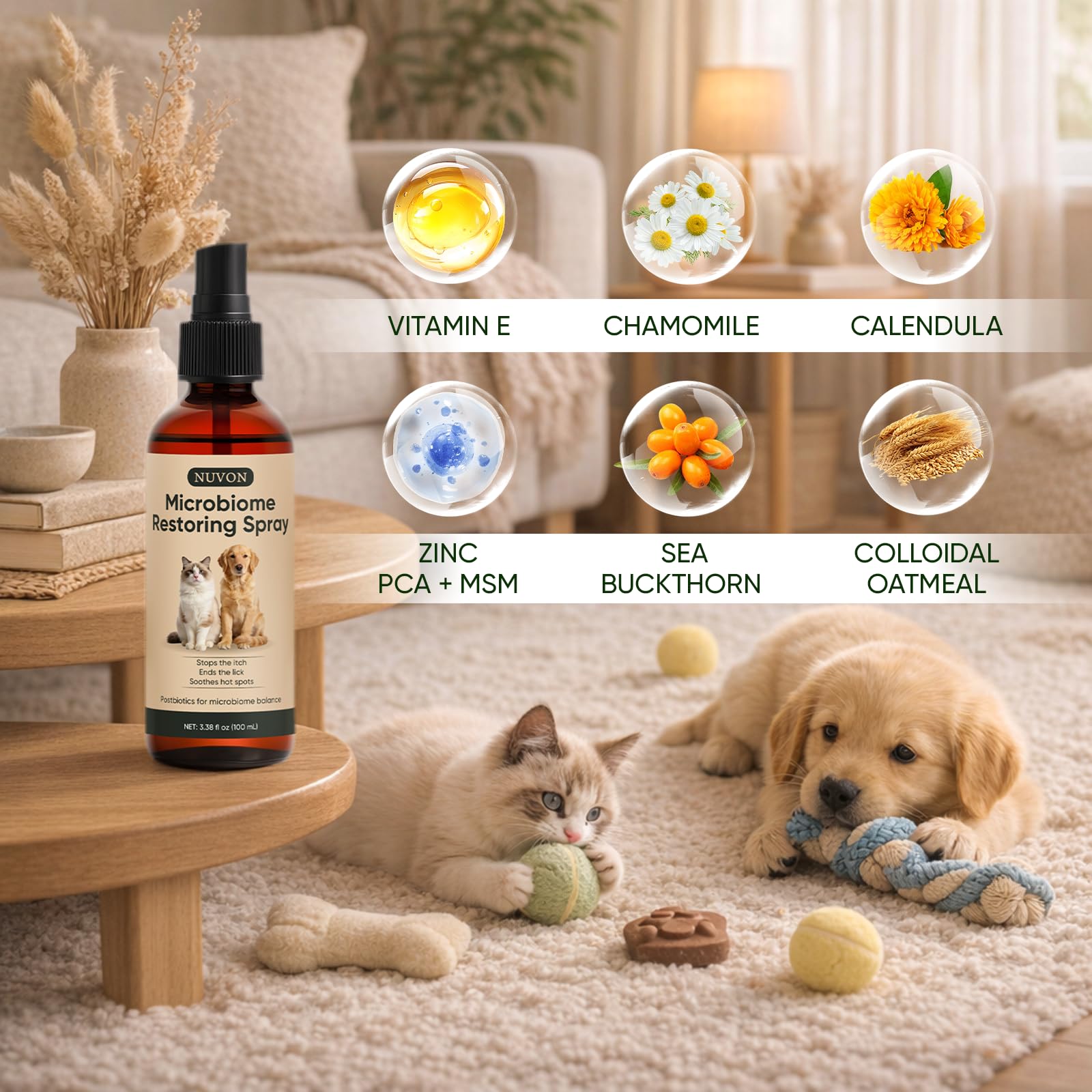 Wanciment NUVON Postbiotic Spray - Hot Spot Treatment for Dogs & Cats - Helps Alleviate Sensitive Skin, Scratching, and Licking of Coat - 3.38 fl oz Wanciment uk supplements