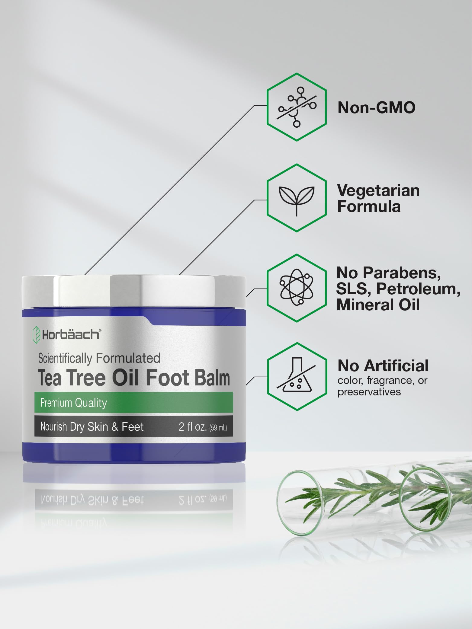 Tea Tree Oil Foot Balm | 2 oz | Moisturizes and Nourishes Dry Skin & Feet | Scientifically Horbäach uk supplements