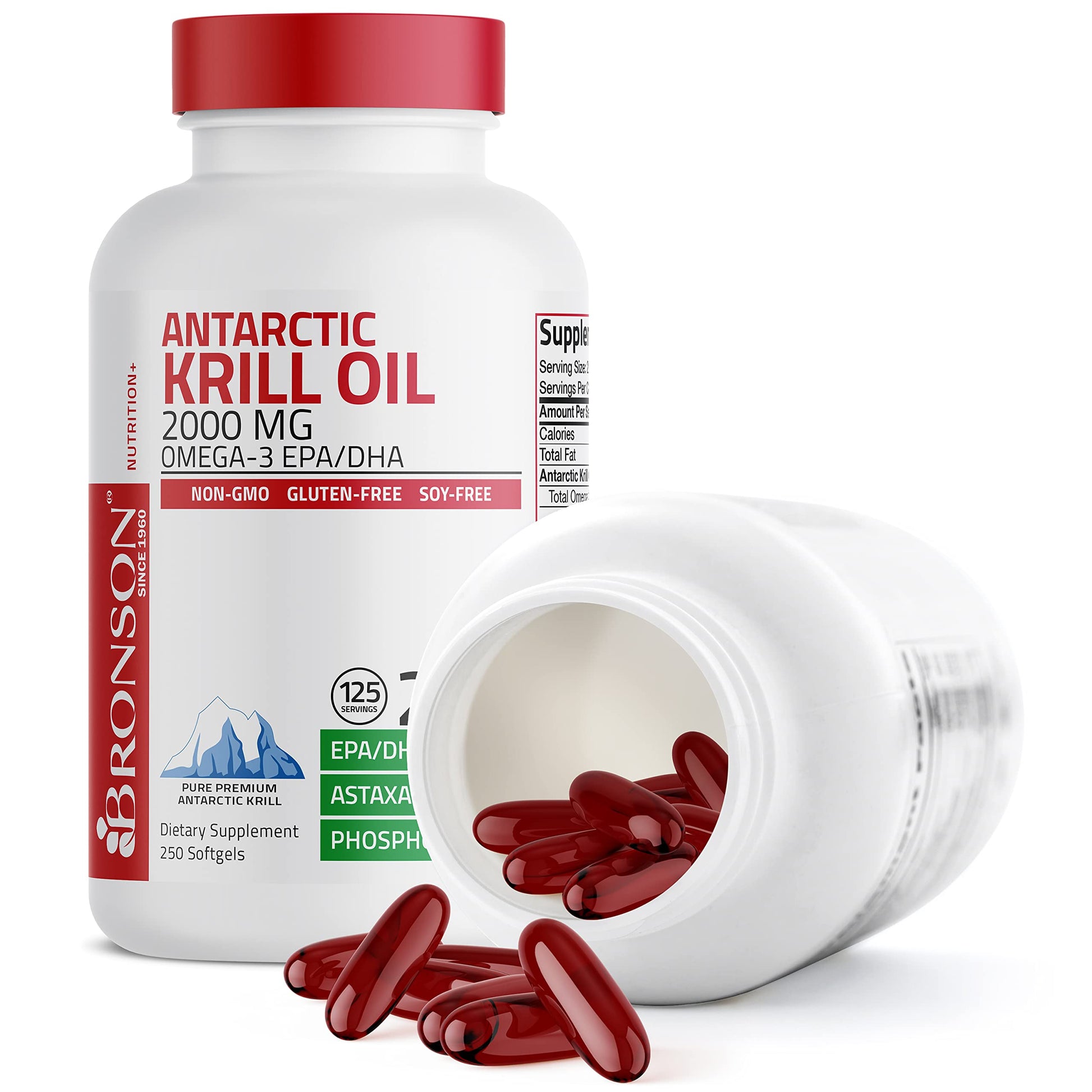 Bronson Antarctic Krill Oil 2000 mg with Omega-3s EPA, DHA, Astaxanthin and Phospholipi Bronson uk supplements