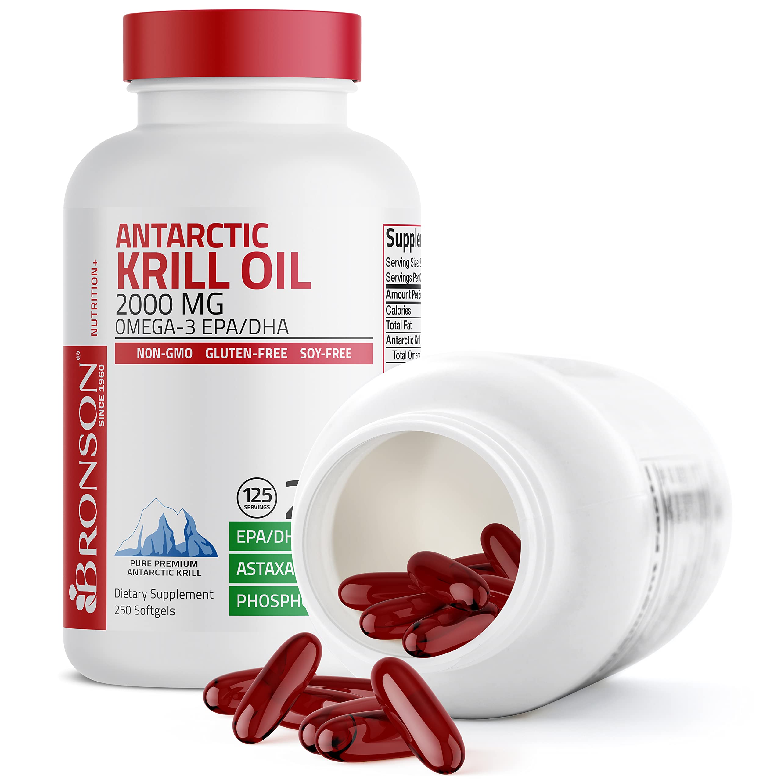 Bronson Antarctic Krill Oil 2000 mg with Omega-3s EPA, DHA, Astaxanthin and Phospholipi Bronson uk supplements