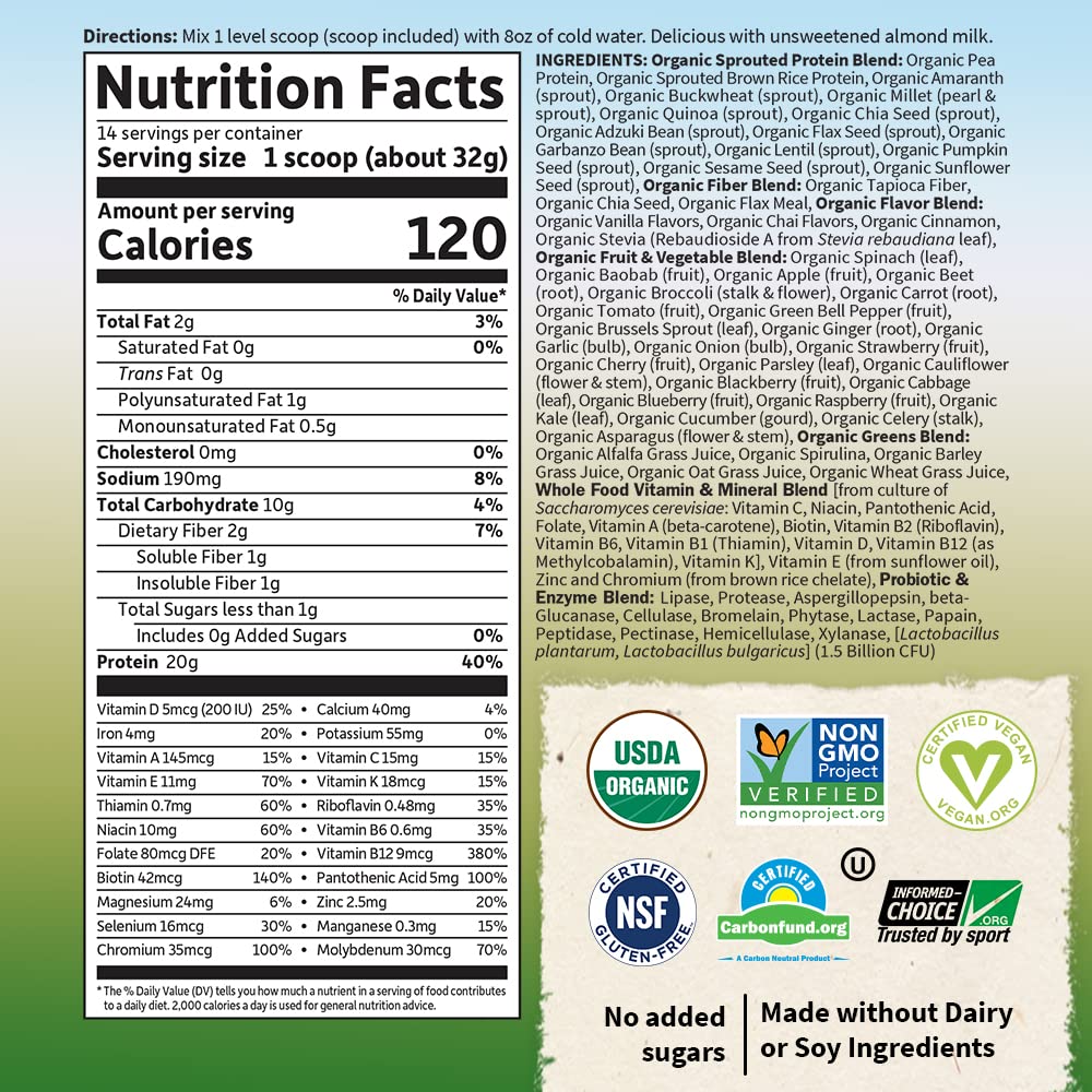 Garden of Life Meal Replacement Vanilla Chai Powder, 14 Servings Garden of Life uk supplements