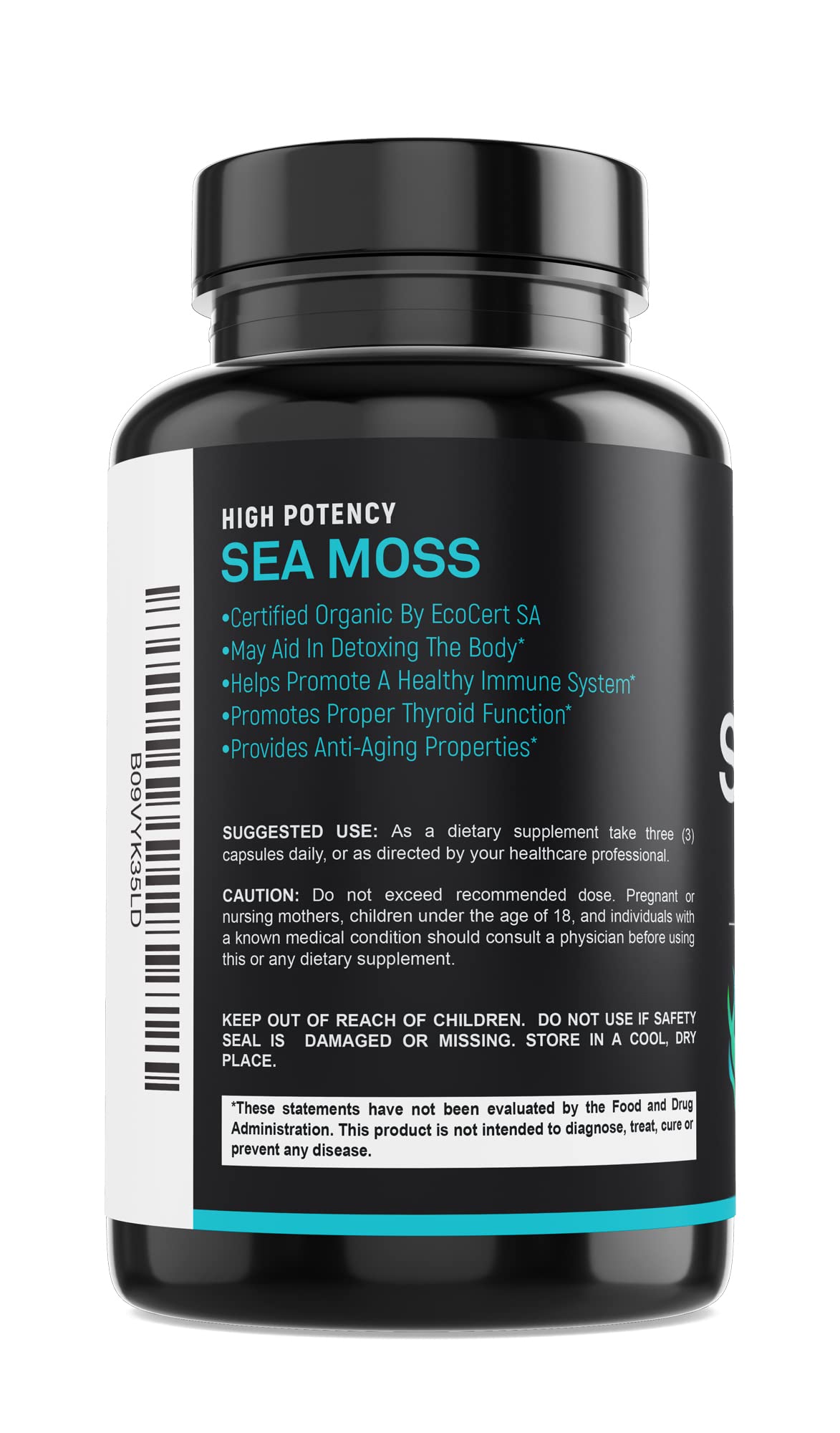 Certified Organic Sea Moss Capsules 2250mg Wildcrafted Irish Sea Moss Burdock Root SPARTIS uk supplements