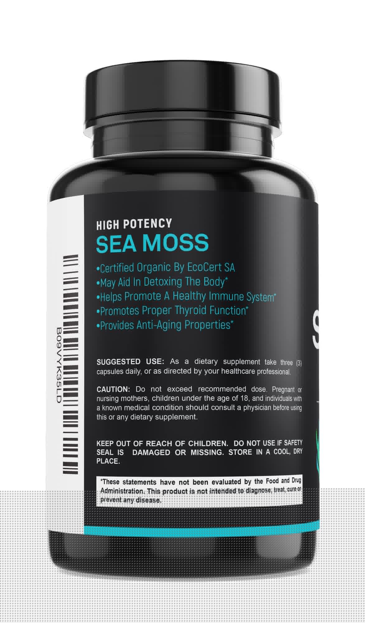 SPARTIS Certified Organic Sea Moss Capsules 2250mg Wildcrafted Irish Sea Moss Burdock Root Bladderwrack Supplement Raw Seamoss Pills & Powder (Pack of 1 at 180-Caps) SPARTIS uk supplements