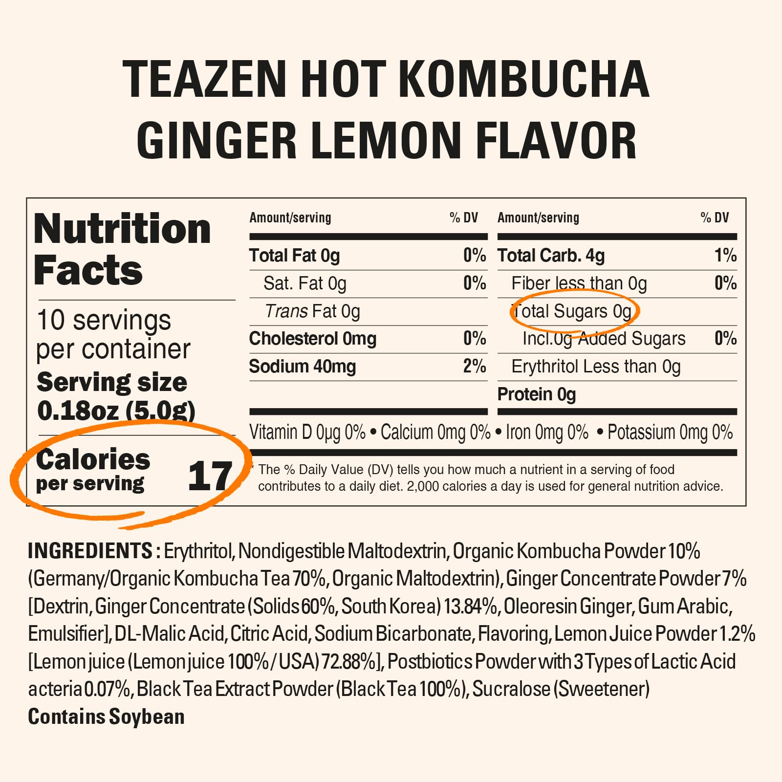 TEAZEN Lemon Ginger Hot Kombucha Tea, Live Probiotics & Postbiotics, Relaxation and Warmth for Colds and Sore Throat, Hydration Drink Mix, Sugar Free, 30 Sticks, 5.29oz TEAZEN uk supplements
