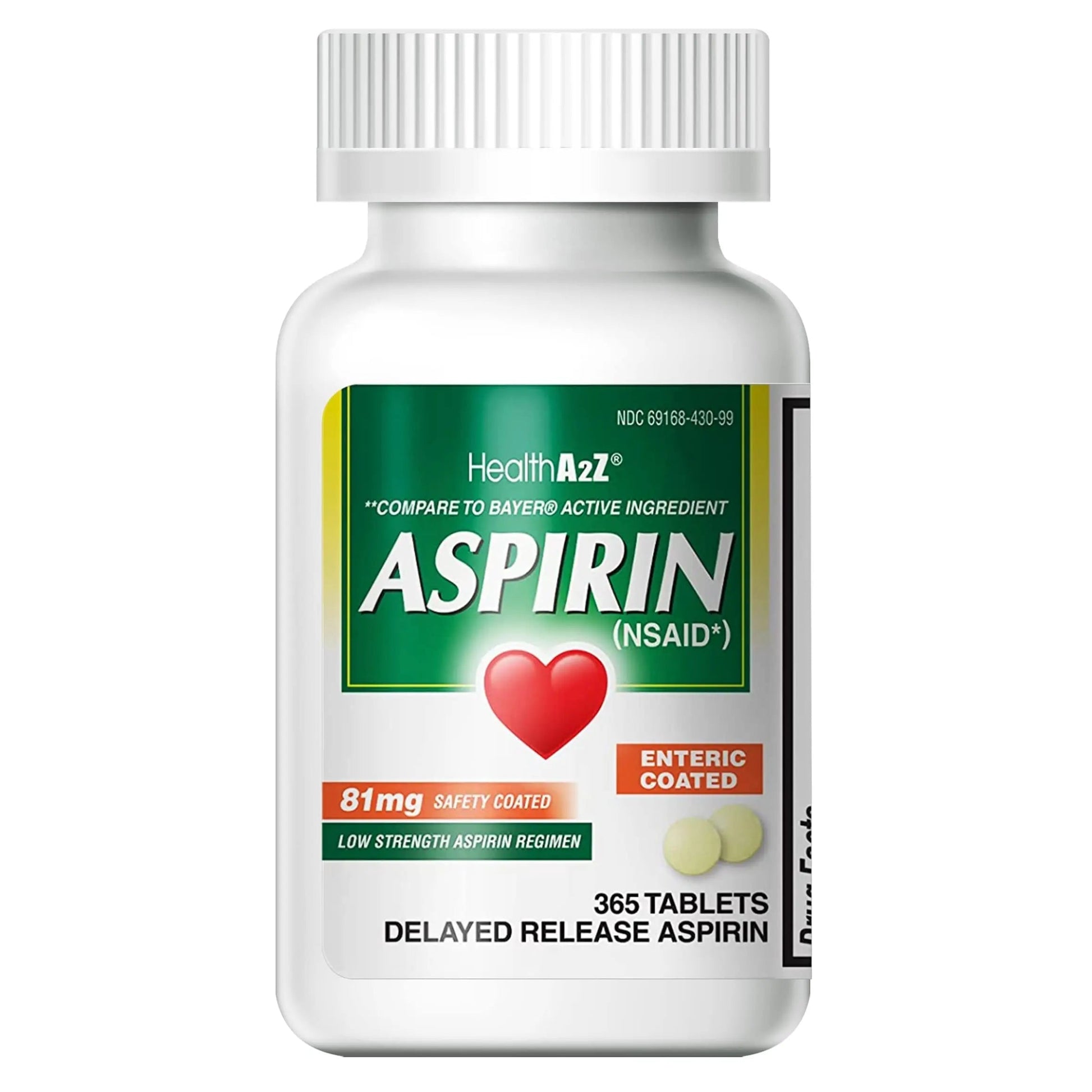 HealthA2Z® Aspirin 81 mg | Low Strength | Enteric Coated | Pain Relief | Reduces Minor Aches Muscle Pain & Cramps | Fever Reducer | Reduces Headache (365 Counts) HealthA2Z uk supplements