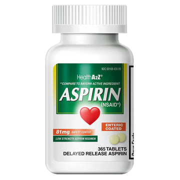 HealthA2Z® Aspirin 81 mg | Low Strength | Enteric Coated | Pain Relief | Reduces Minor Aches Muscle Pain & Cramps | Fever Reducer | Reduces Headache (365 Counts) HealthA2Z uk supplements