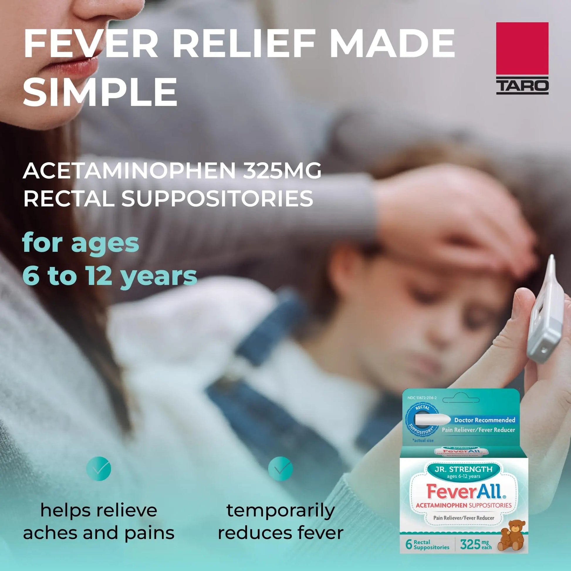 Feverall Children Acetaminophen Suppositories 6 Rectal Suppositories 325mg Each Pain Reliever/Fever Reducer. Paraben Free, No Artificial Colors or Other preservatives. Ages 6-12 Years Feverall uk supplements