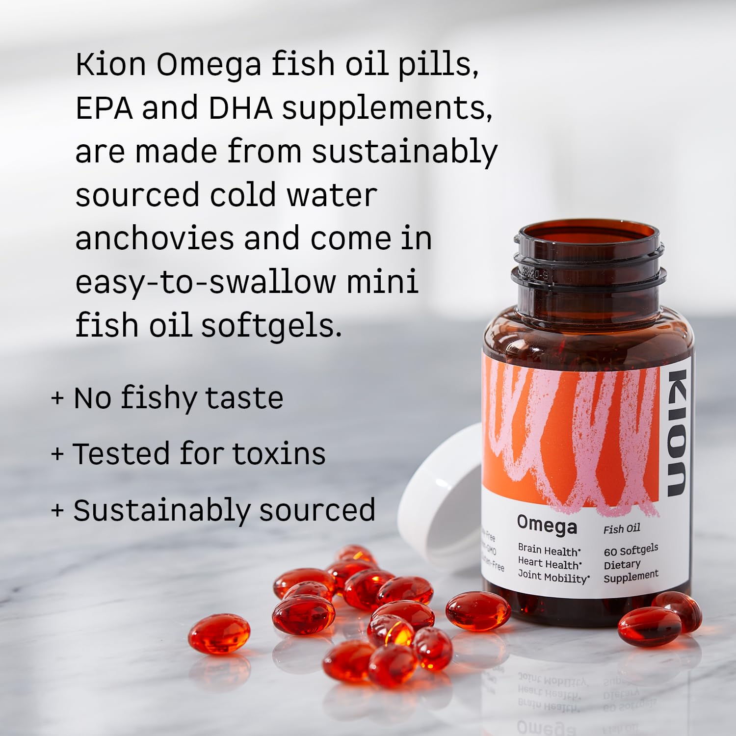 Kion Omega - Omega 3 Fatty Acid Supplements - DHA Supplements - Mini Fish Oil Softgels - Omega 3 DHA EPA Fish Oil Pills - Fish Oil 1,000 mg - 30 Servings Kion uk supplements