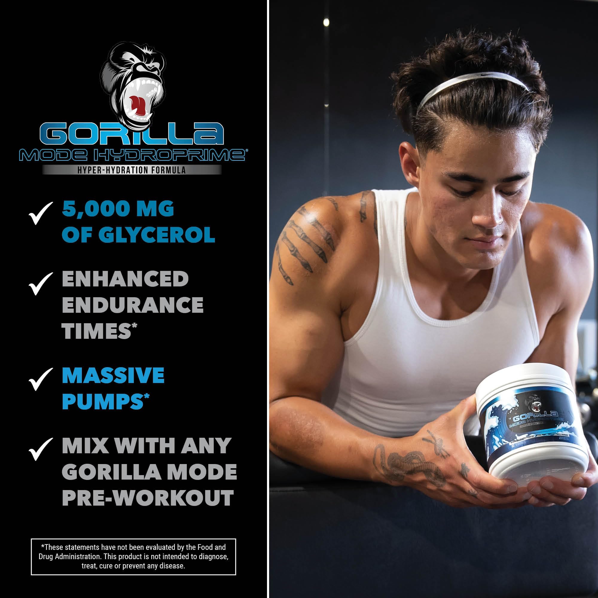 Gorilla Mind Hydroprime Glycerol Pre-Workout - Hydrating Pre-Workout Formula for Intense Gorilla Mind uk supplements