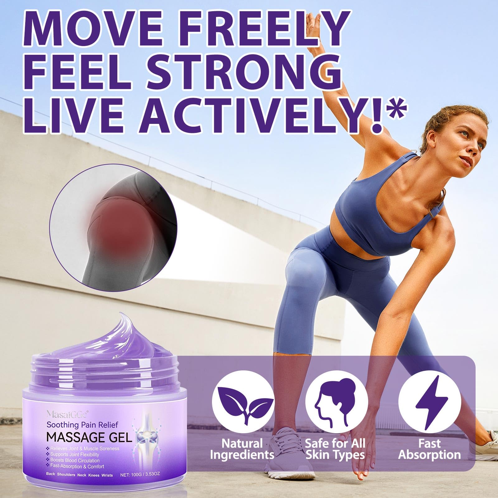 Soothing Massage Gel - Joint Massage Purple Gel, Natural Ingredients & Fast-Absorbing for Soothing Joint, Shoulder, Knee, Back & Muscle Stiffness GTZSXNP uk supplements