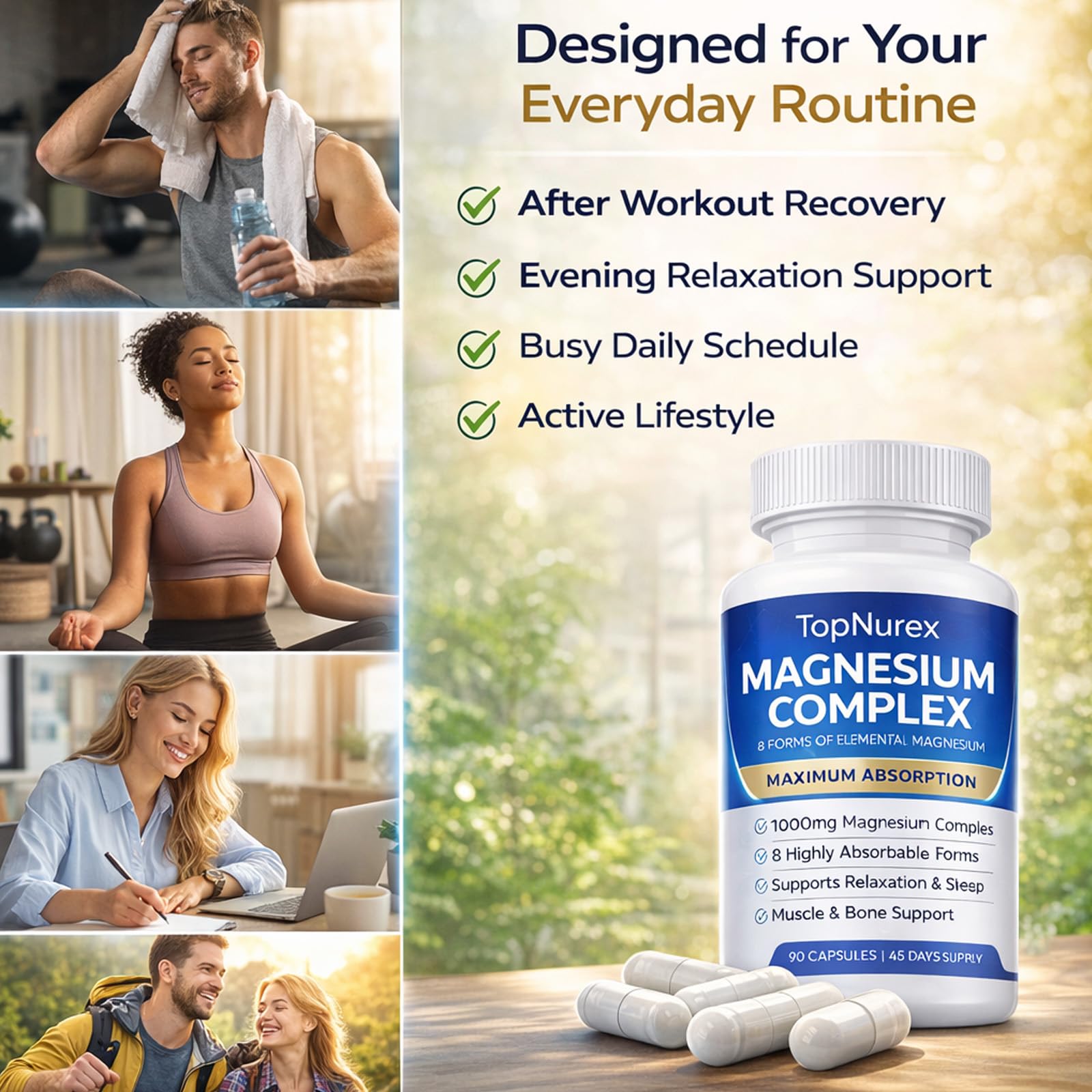 Top Nurex Magnesium Complex Supplement for Women & Men | 1000mg Maximum Absorption | 8 Magnesium Forms Including Glycinate, Citrate, Malate | Supports Relaxation, Sleep, Bone Strength | 90 Capsules Art anime uk supplements