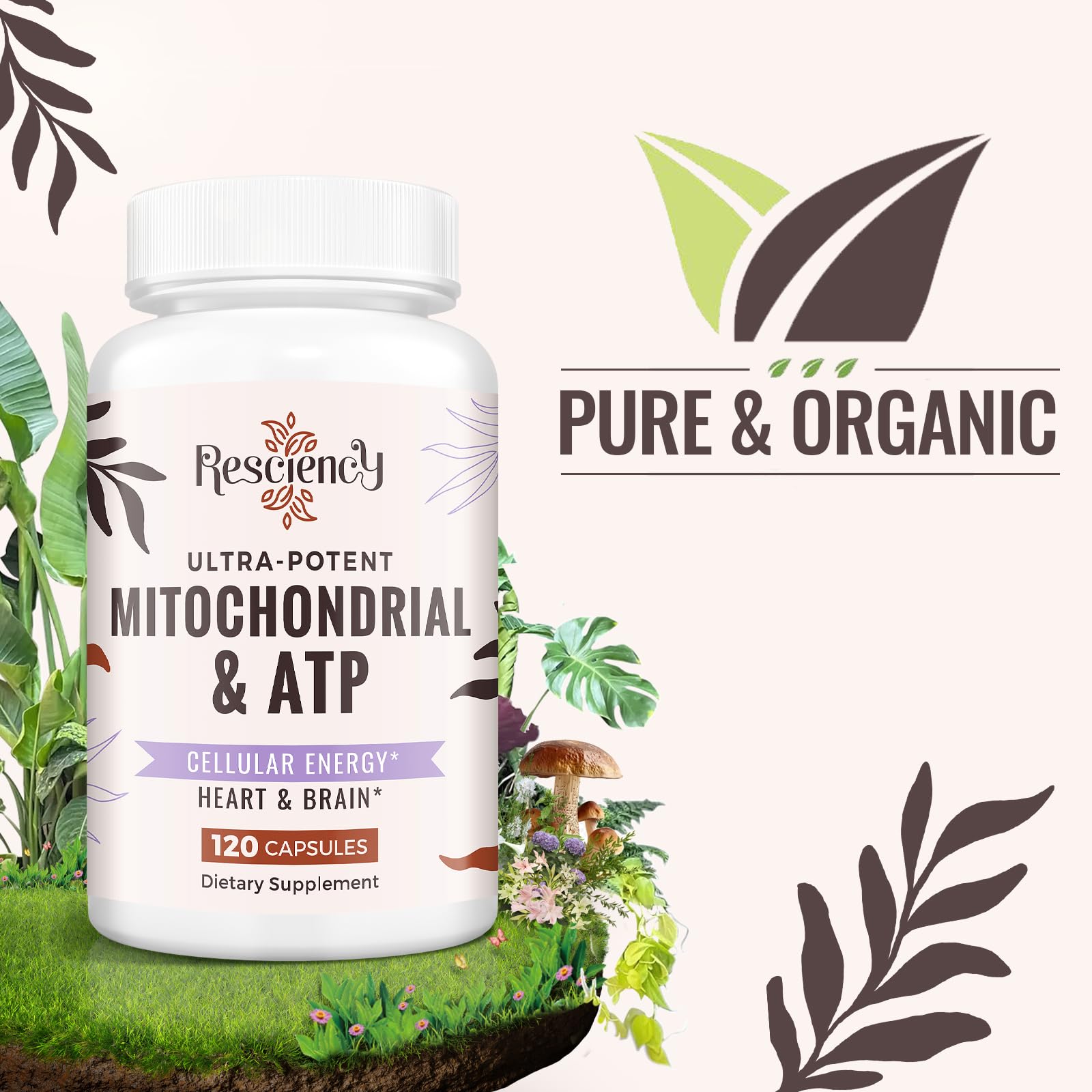 Resciency 2326 MG Mitochondrial Supplements with ATP, Vitamins, CoQ10 & PQQ, More Effective Than Creatine HMB & Nitric Oxide, Energy, Endurance, Strength, Recovery & Muscle, Organic, 120 Capsules Resciency uk supplements