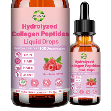 JUIWEFKK Hydrolyzed Collagen Peptides Liquid Organic Collagen Complex w. Biotin, Vitamin C & Hyaluronic Acid, Liquid Collagen Types I, II, III, IV, V for Hair, Skin, Nails & Joint Healthd JUIWEFKK uk supplements