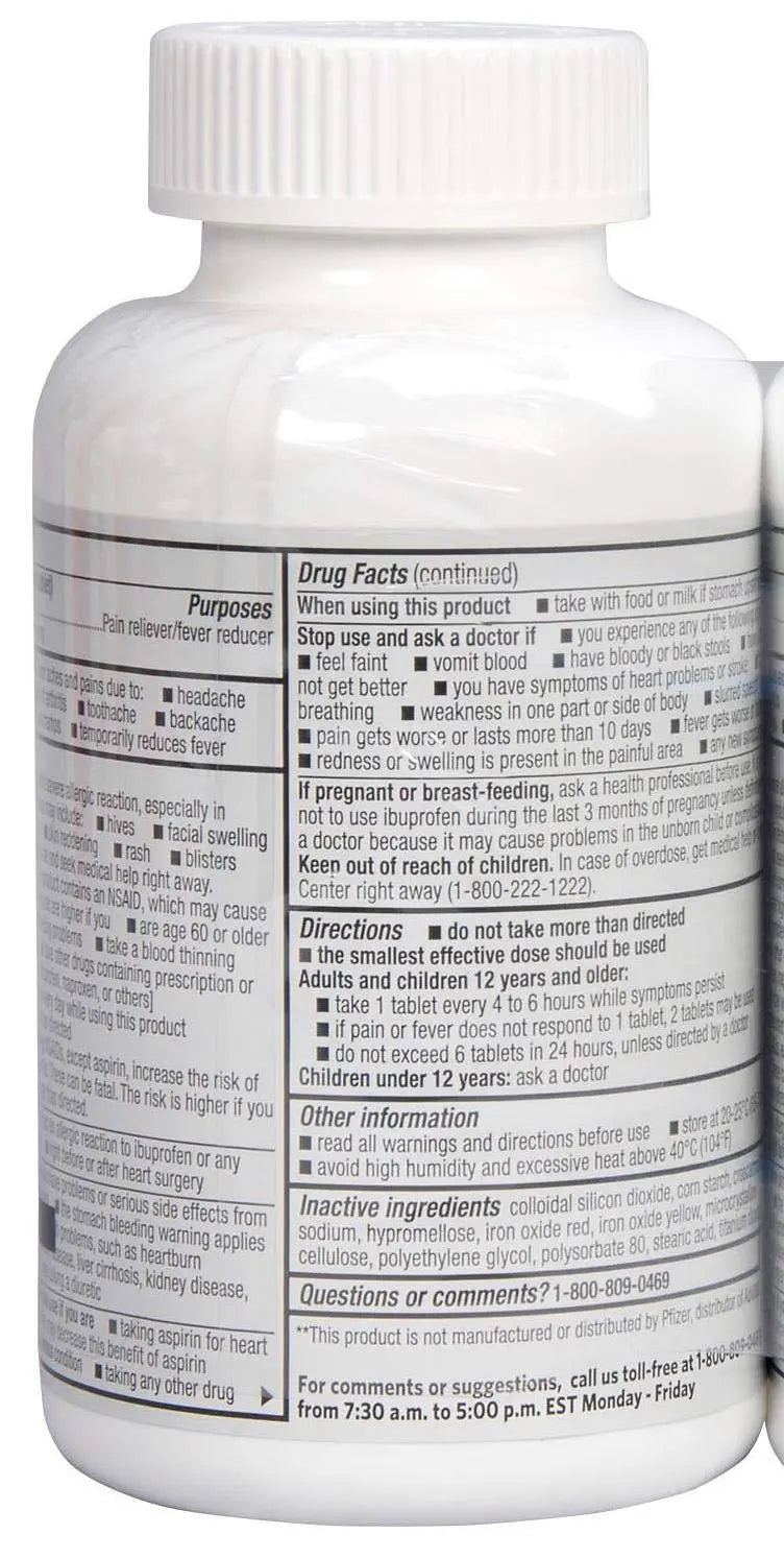 Member's Mark Ibuprofen Coated Tablets 200mg Pain Reliever Fever Reducer, 1 Bottle, 600 Tablets MEMBER´S MARK uk supplements