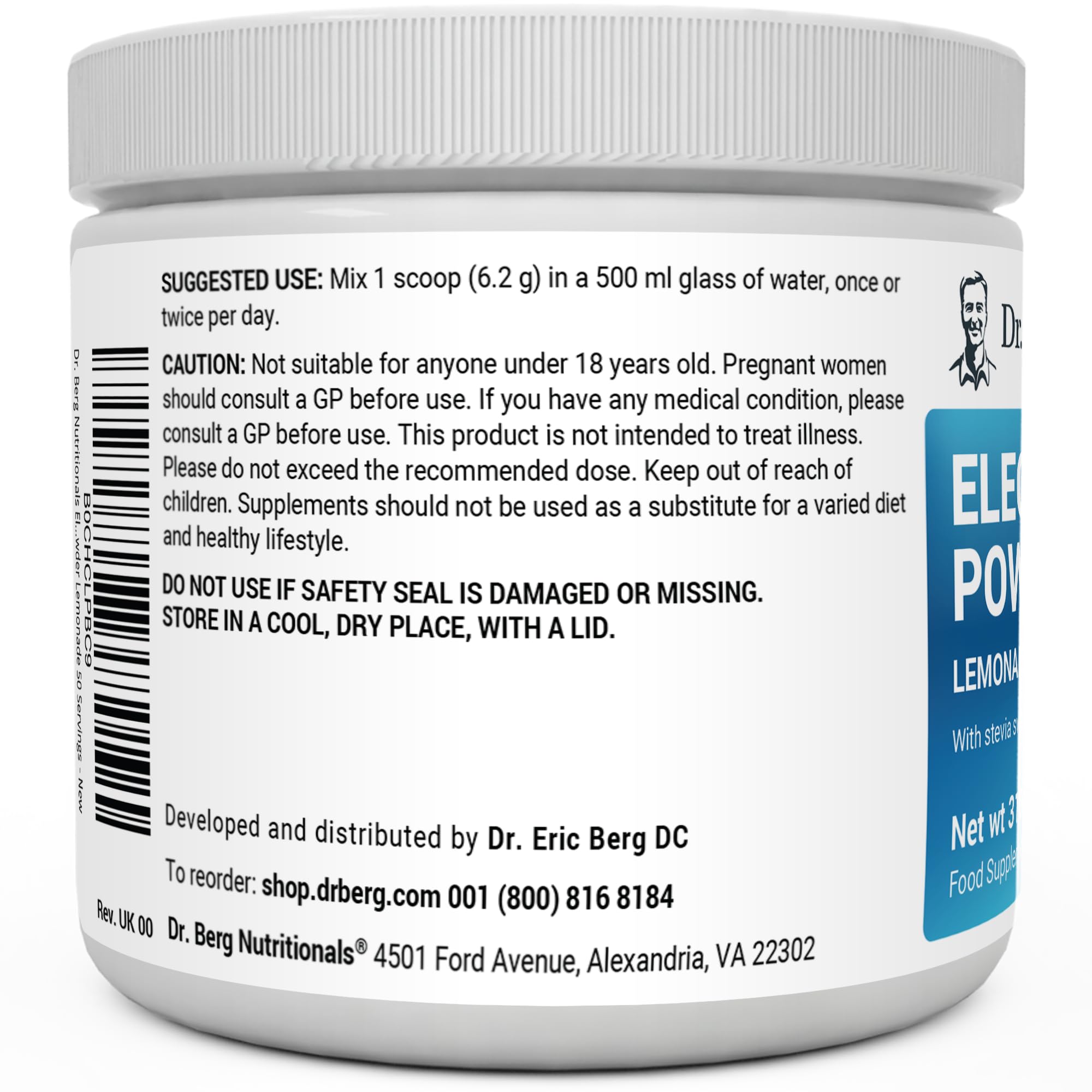 Dr. Berg Electrolyte Powder - Electrolyte Drink Supplements with 1000mg Potassium Dr. Berg Nutritionals uk supplements