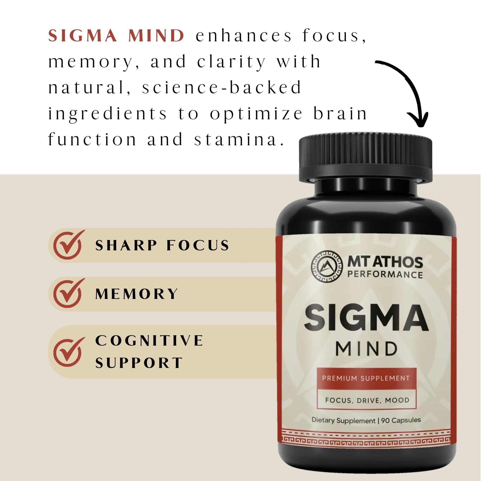 Mt. Athos Performance Sigma Mind | Potent Nootropic Formula to Support Cognitive Function, Improved Focus, Drive, and Mood | 30 Servings, 90 Capsules Mt. Athos Performance uk supplements