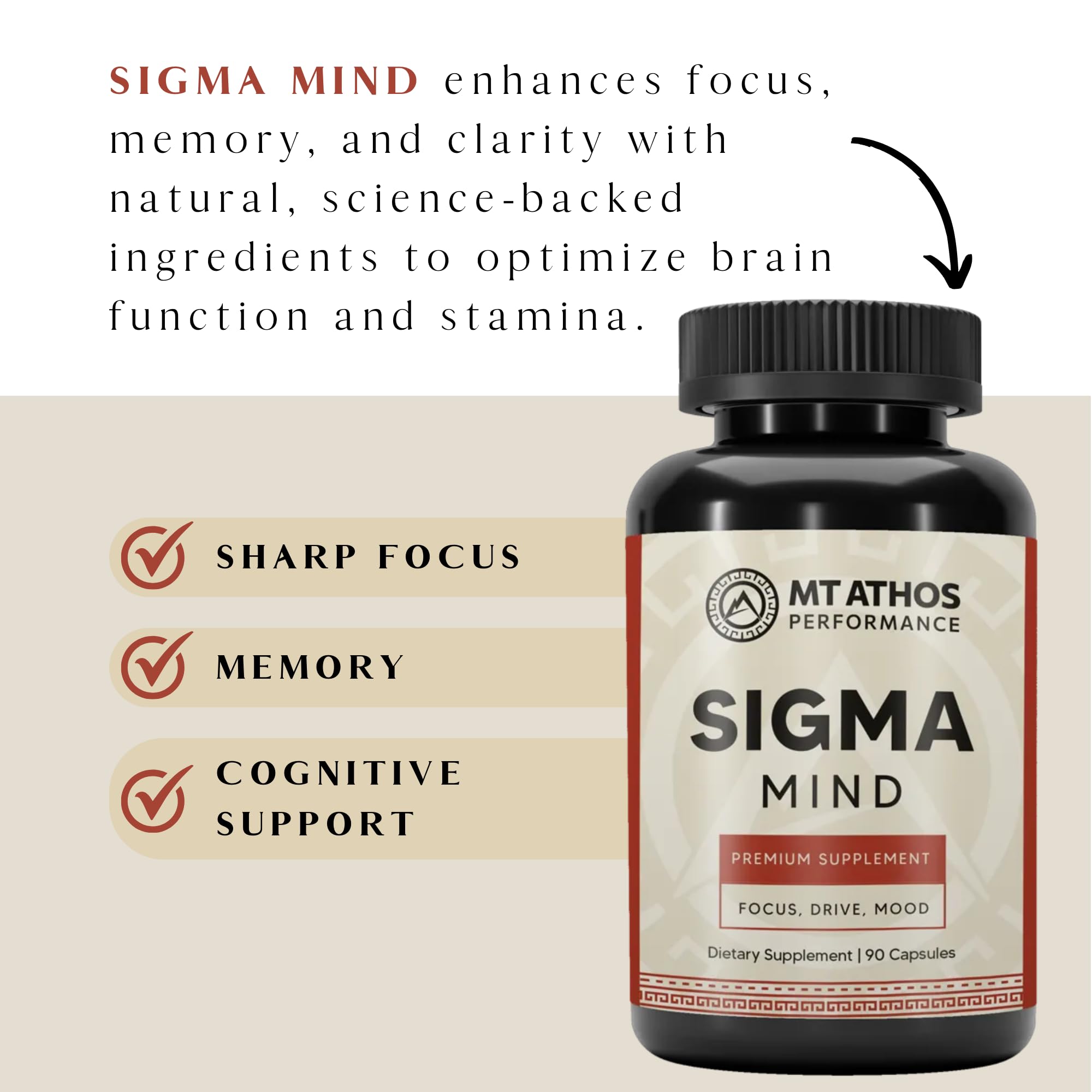 Mt. Athos Performance Sigma Mind | Potent Nootropic Formula to Support Cognitive Function, Improved Focus, Drive, and Mood | 30 Servings, 90 Capsules Mt. Athos Performance uk supplements