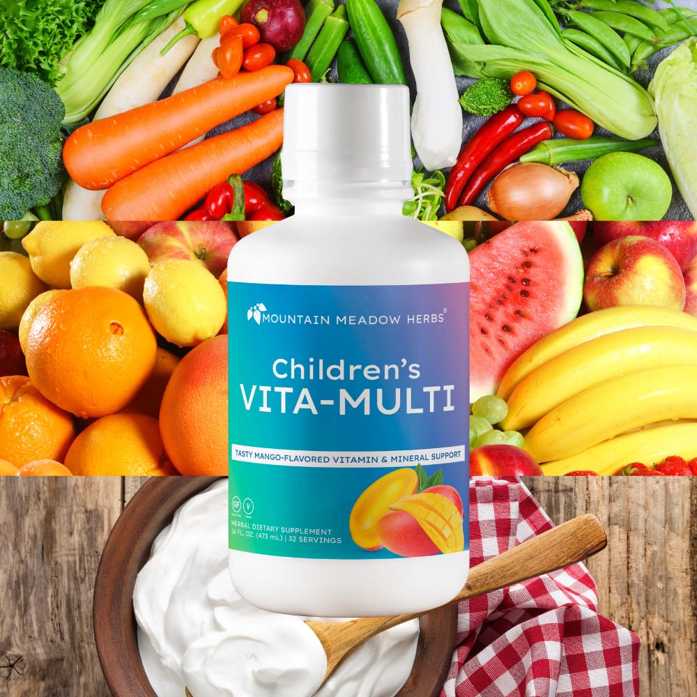 Mountain Meadow Herbs Children's Vita-Multi: Blended Vitamin & Mineral Supplement - Fast Absorbing Liquid Kids Vitamins with Fruits, Greens, and Eye-Protecting Lutein (16 oz.) Mountain Meadow Herbs uk supplements