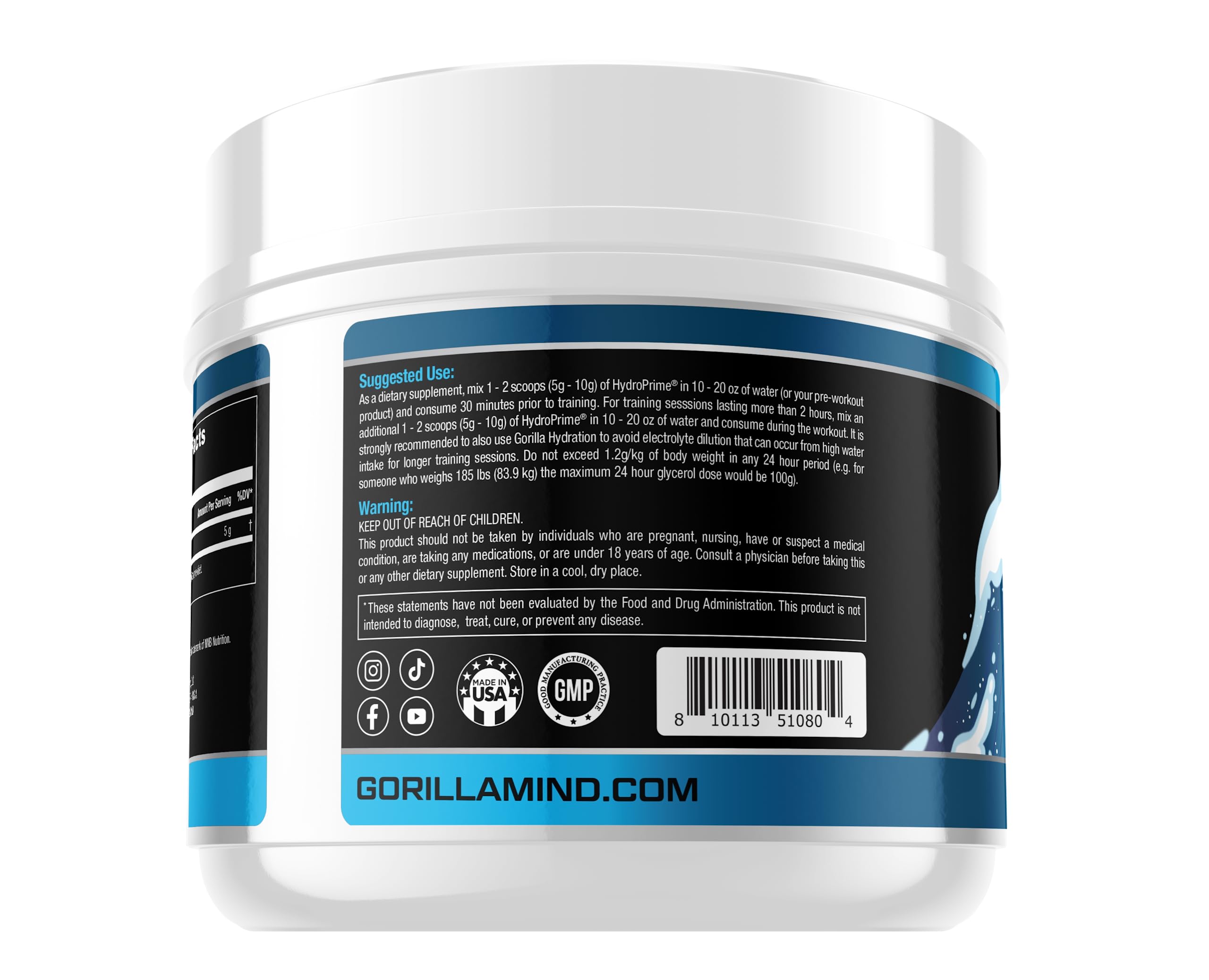 Gorilla Mind Hydroprime Glycerol Pre-Workout - Hydrating Pre-Workout Formula for Intense Gorilla Mind uk supplements