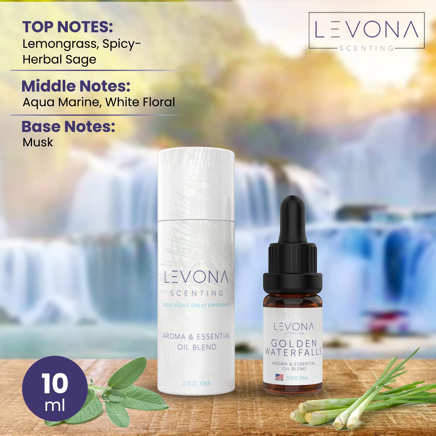 Levona Scent Pure Essential Oils for Diffusers for Home, Hotel & Office - Golden Waterfalls LEVONA SCENT uk supplements