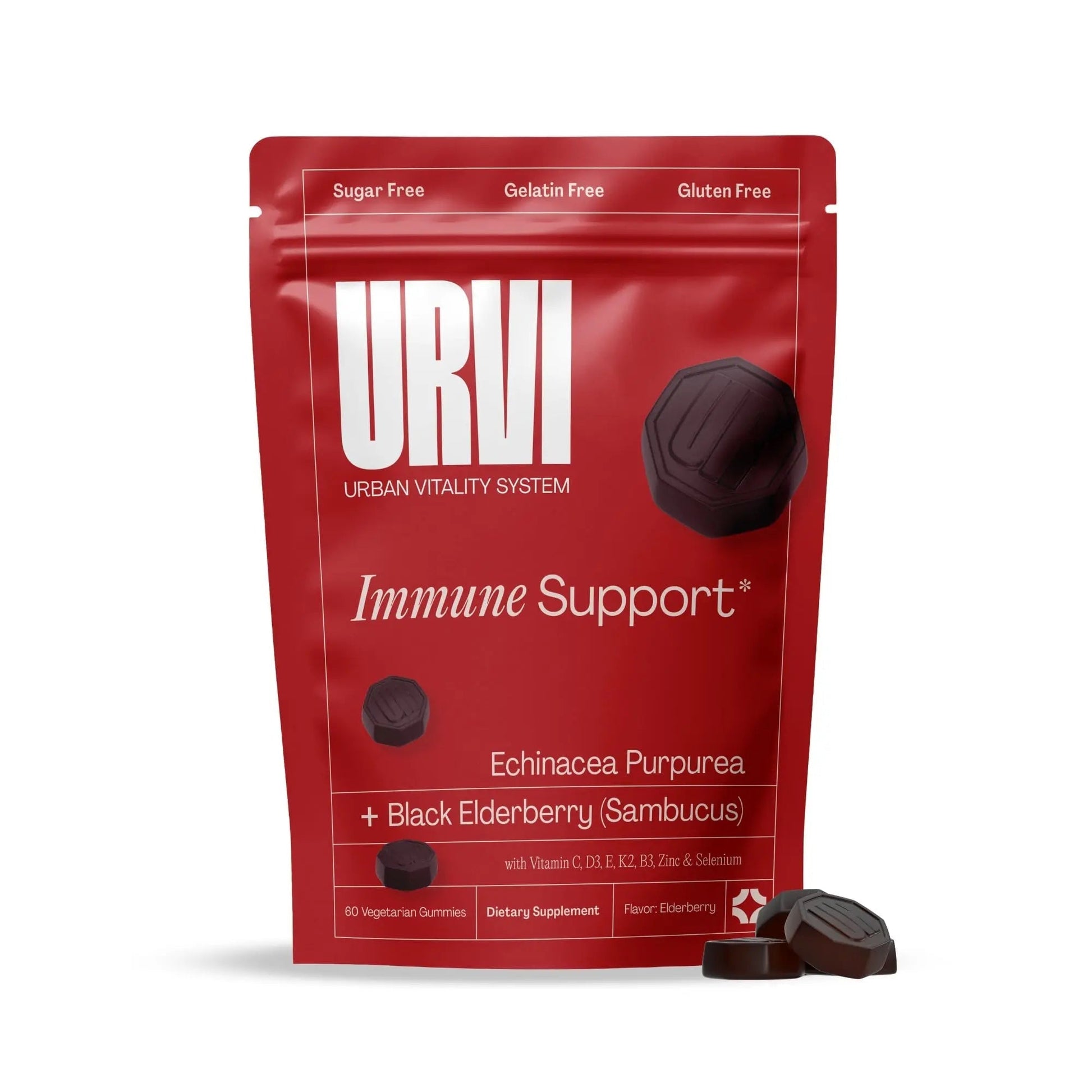 URVI® Immune Support Gummies - Vitamin C, D3 K2, E, Niacin, Zinc & Selenium with Elderberry & Echinacea URVI uk supplements