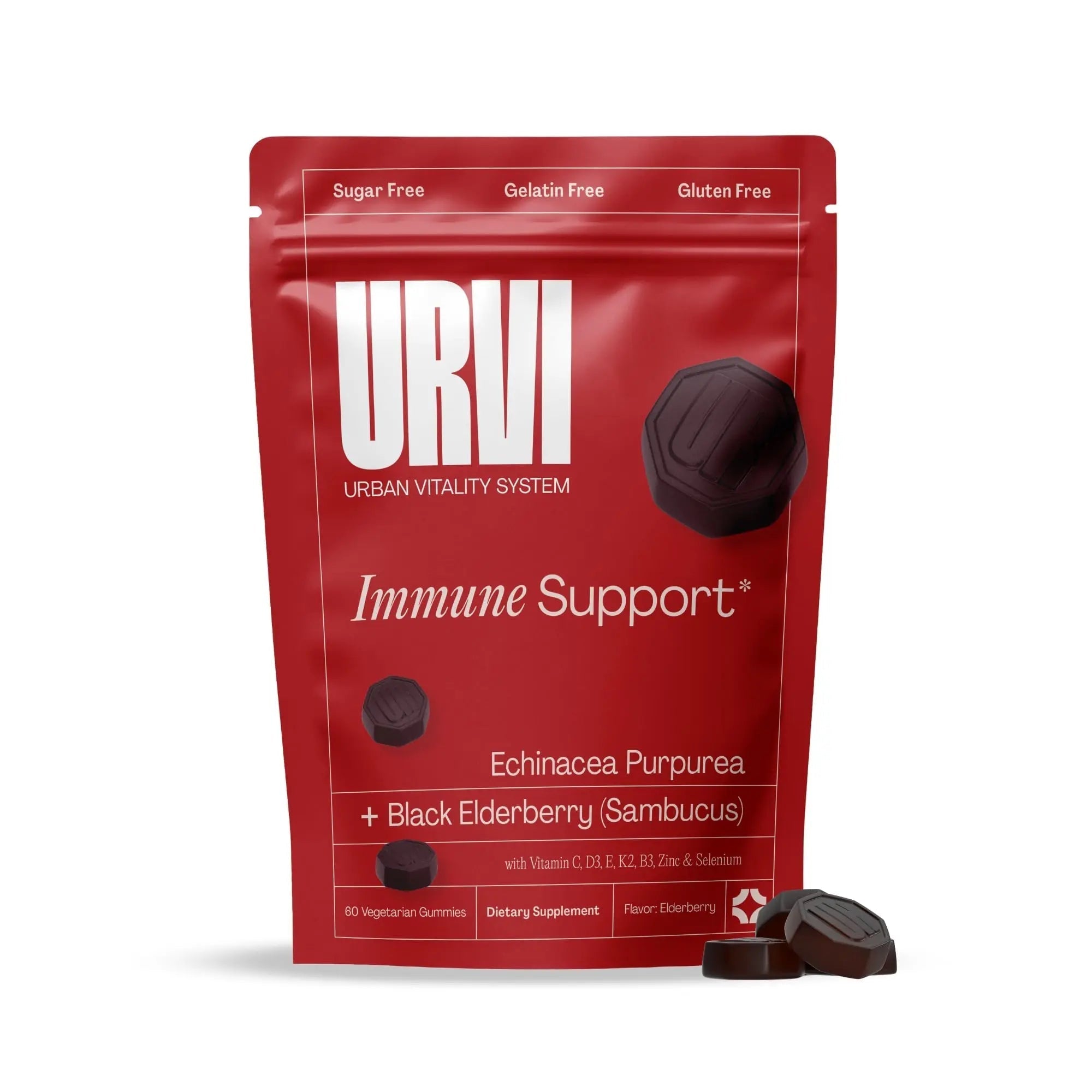 URVI® Immune Support Gummies - Vitamin C, D3 K2, E, Niacin, Zinc & Selenium with Elderberry & Echinacea URVI uk supplements