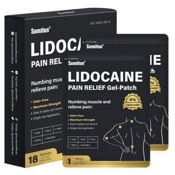 Sumifun 4% Lidocaine Patches, Long Lasting Plaster Patch for Knee, Shoulder, Muscle, Joints with Natural Ingredients, Extended Patch with Lidocaine (Large, Count, 18) Sumifun uk supplements
